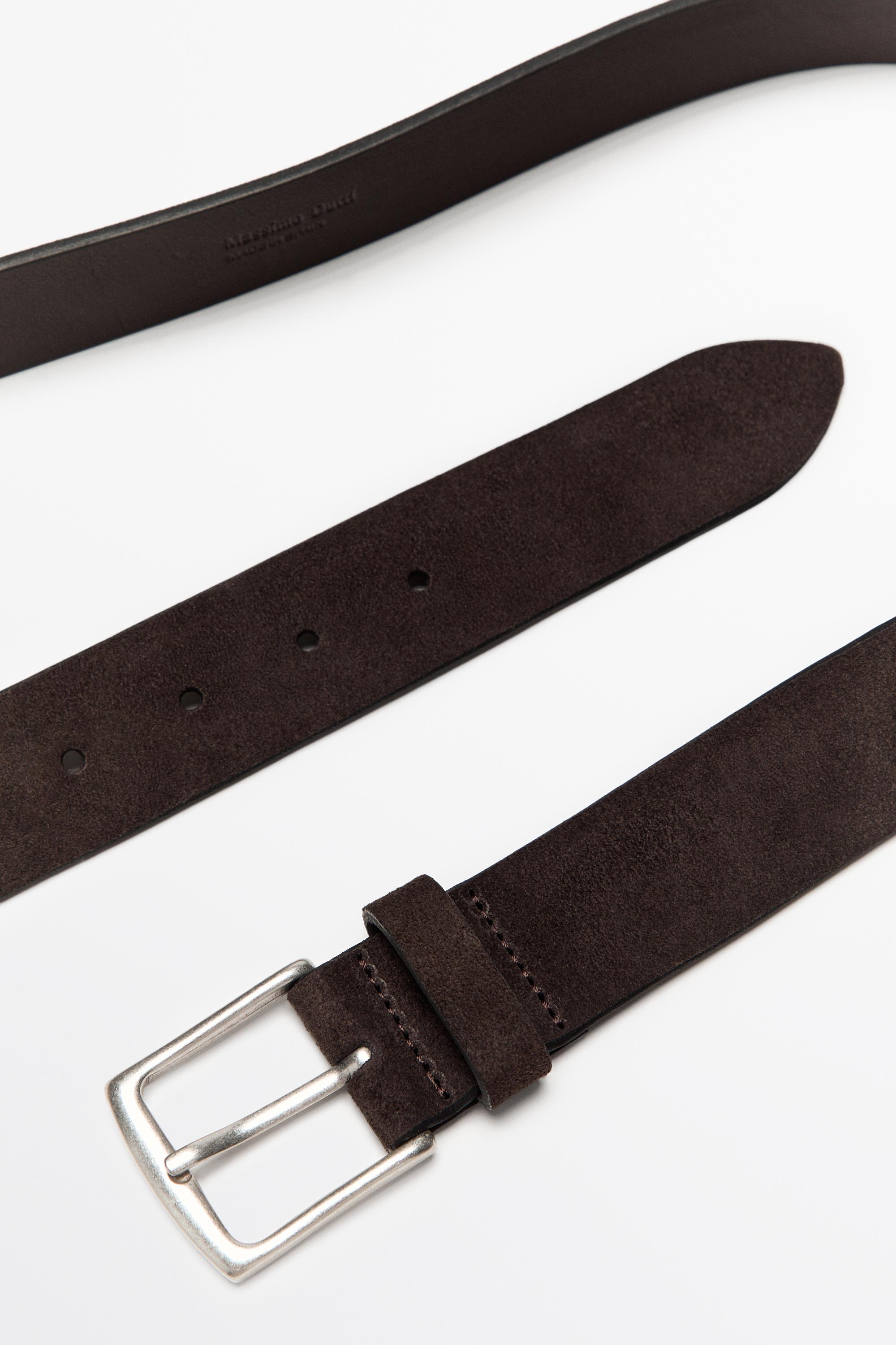 Plush nappa leather belt — BROWN