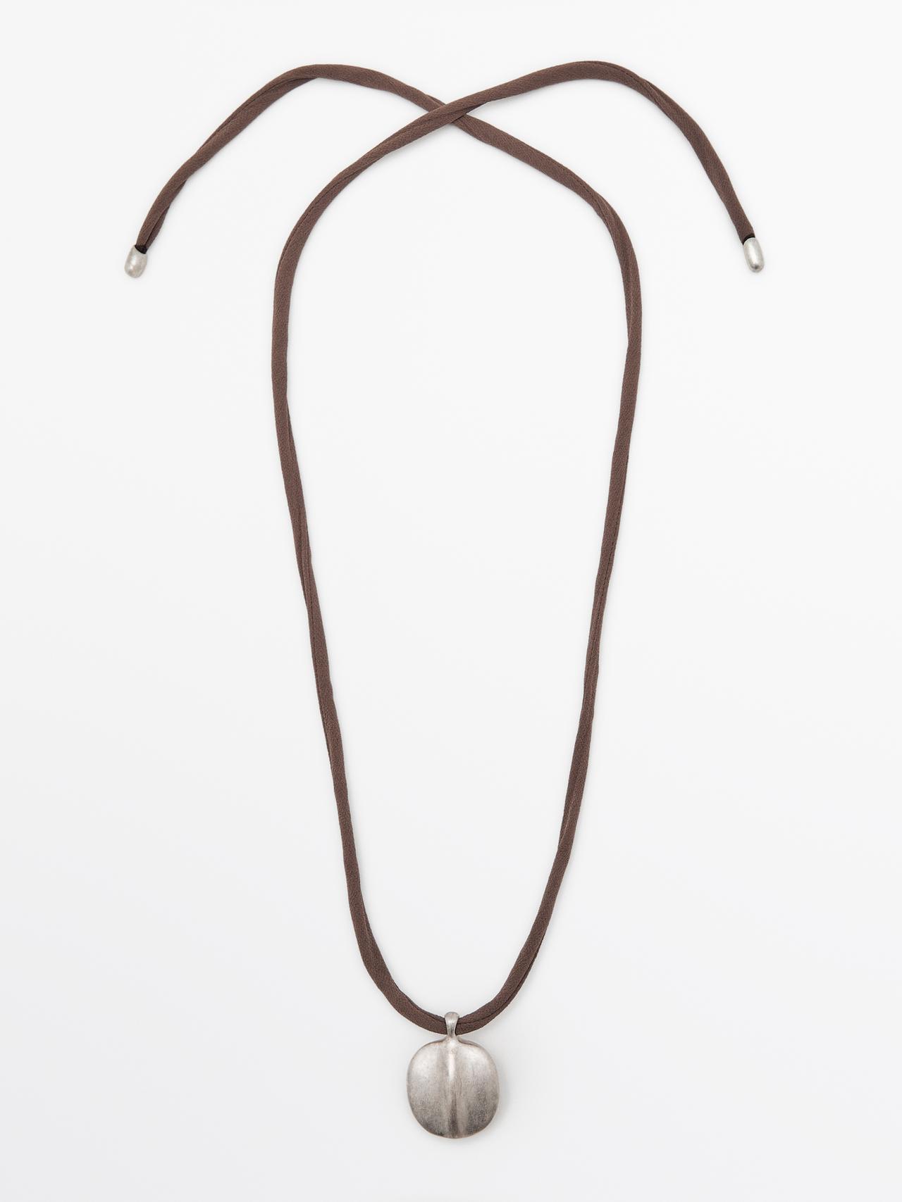 Massimo Dutti - Dame - Halskæde Af Silkebånd Med Blad - Sølv - 01