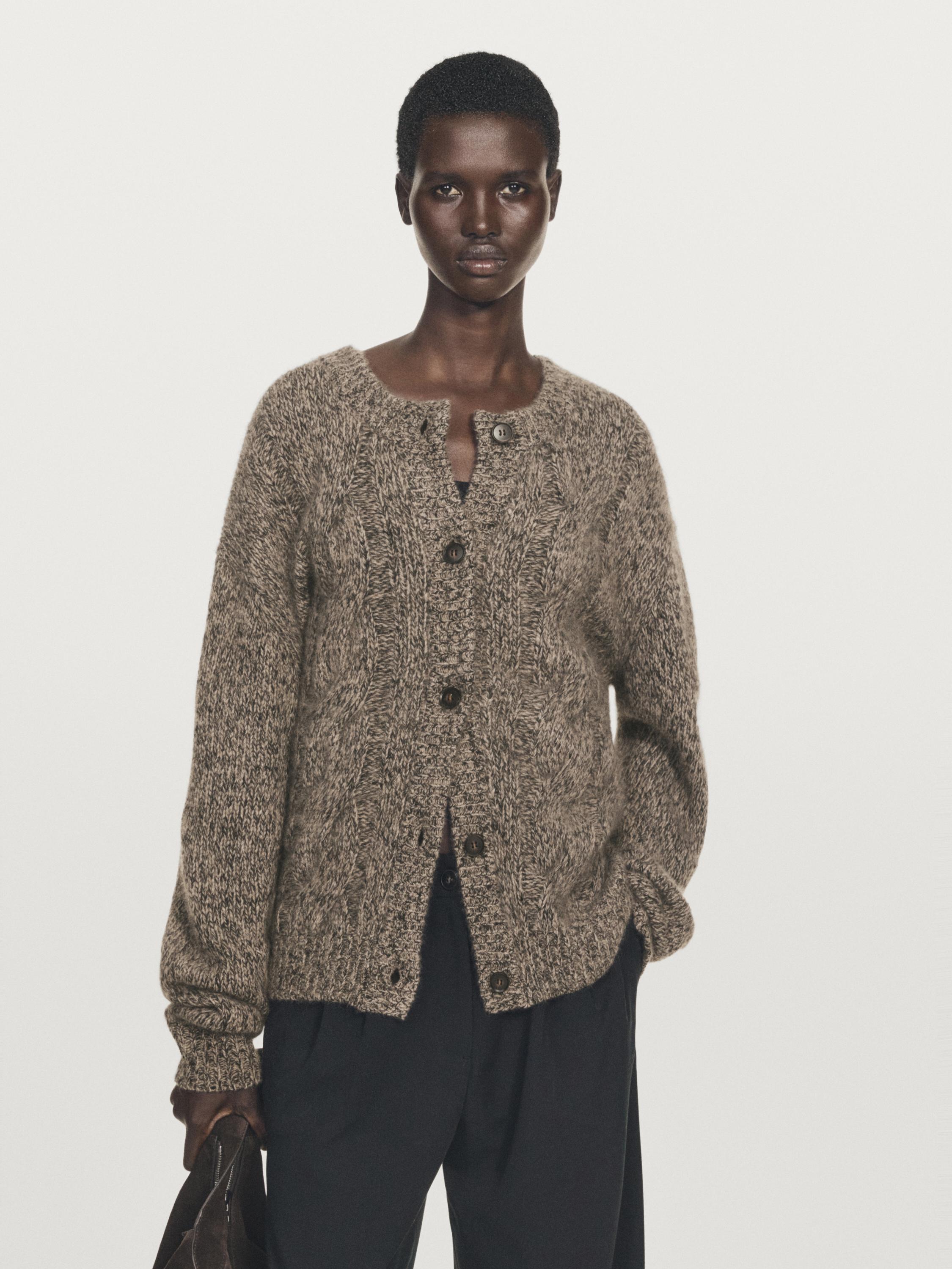 קרדיגן סריג תפר mouline עשוי 100% קשמיר