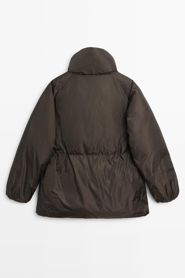 Down jacket with gathered detail — BROWN TONES 6