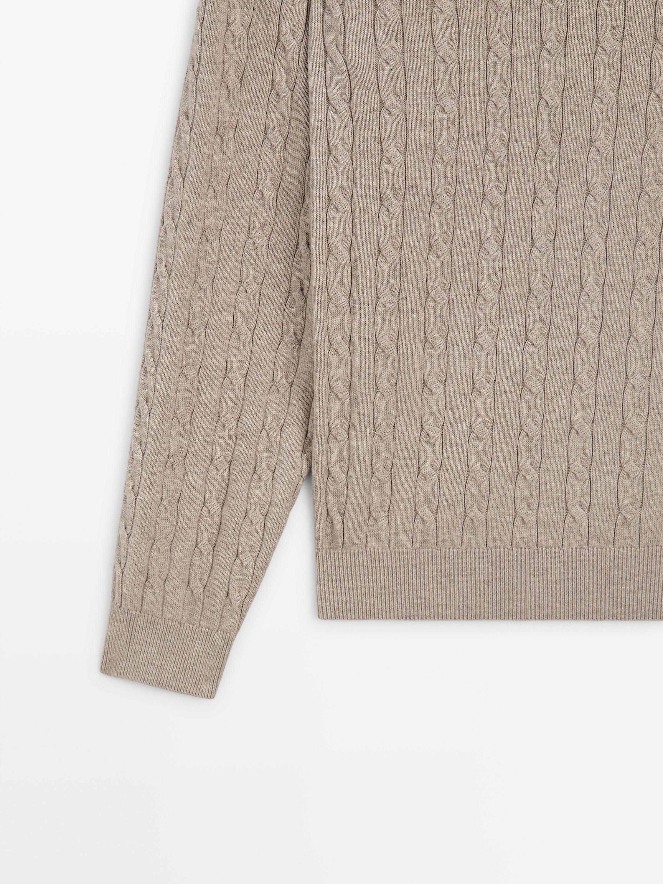 100% cotton cable-knit sweater — MINK