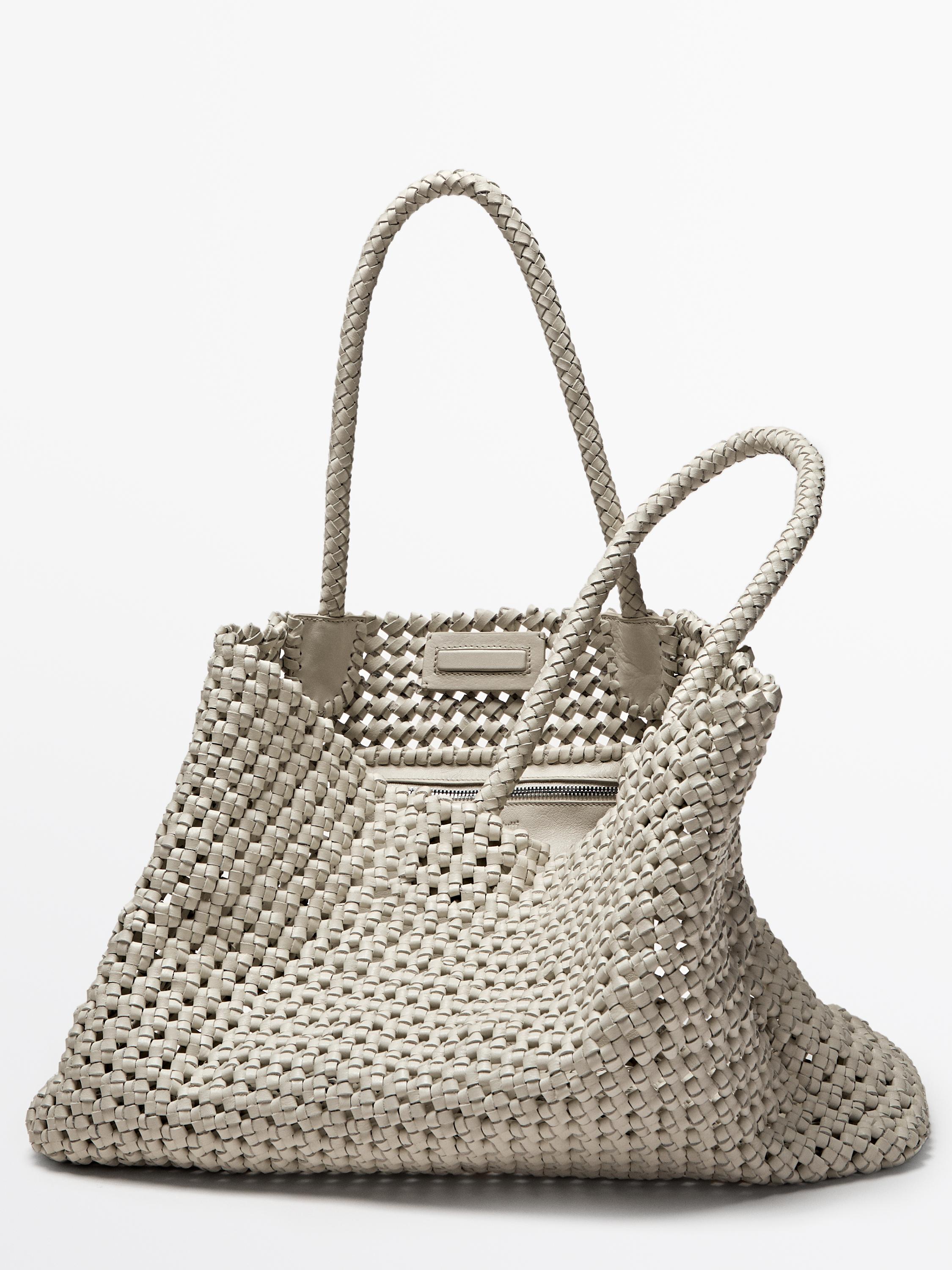 Sac cabas tressé en cuir nappa