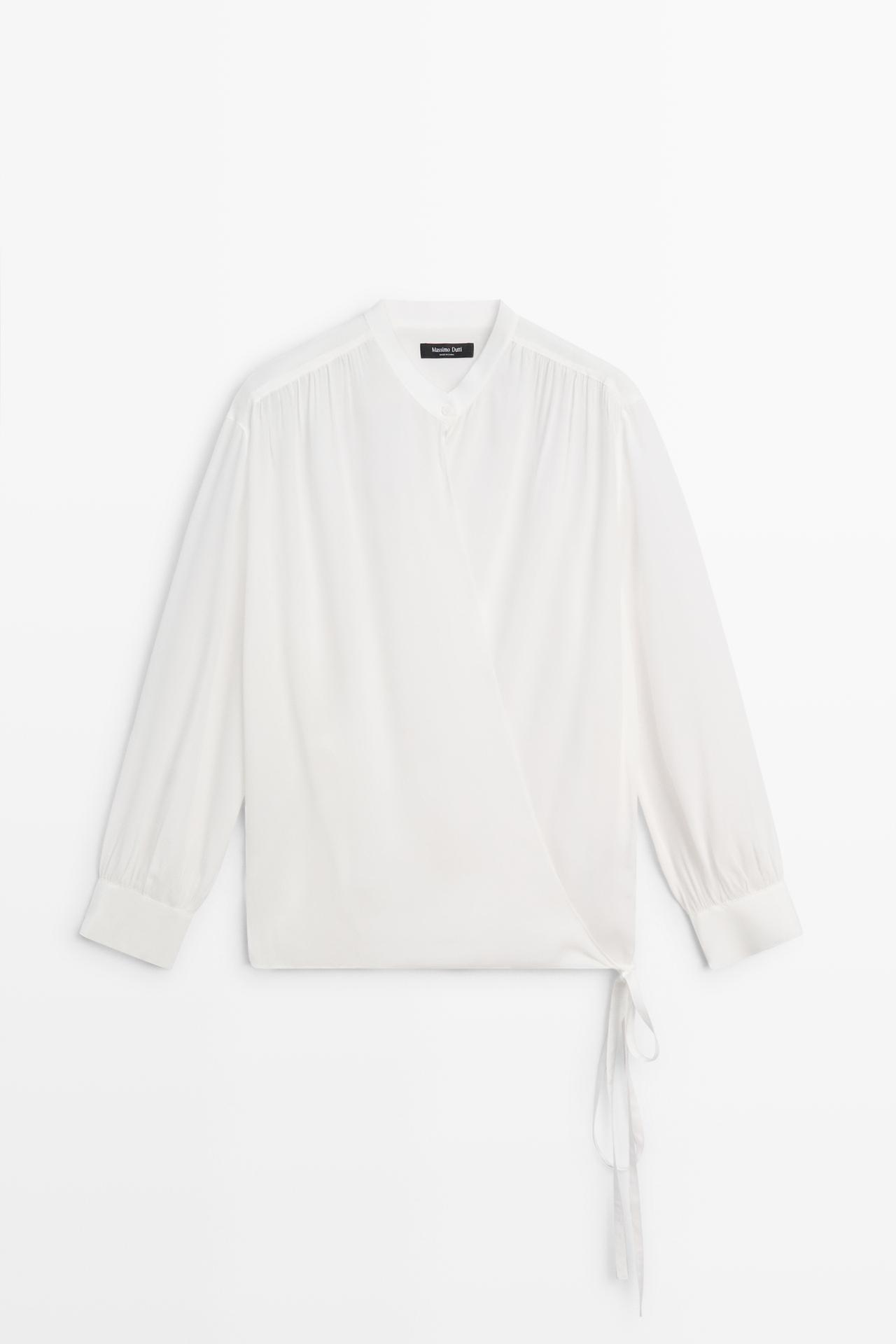 Flowing wrap blouse — CREAM