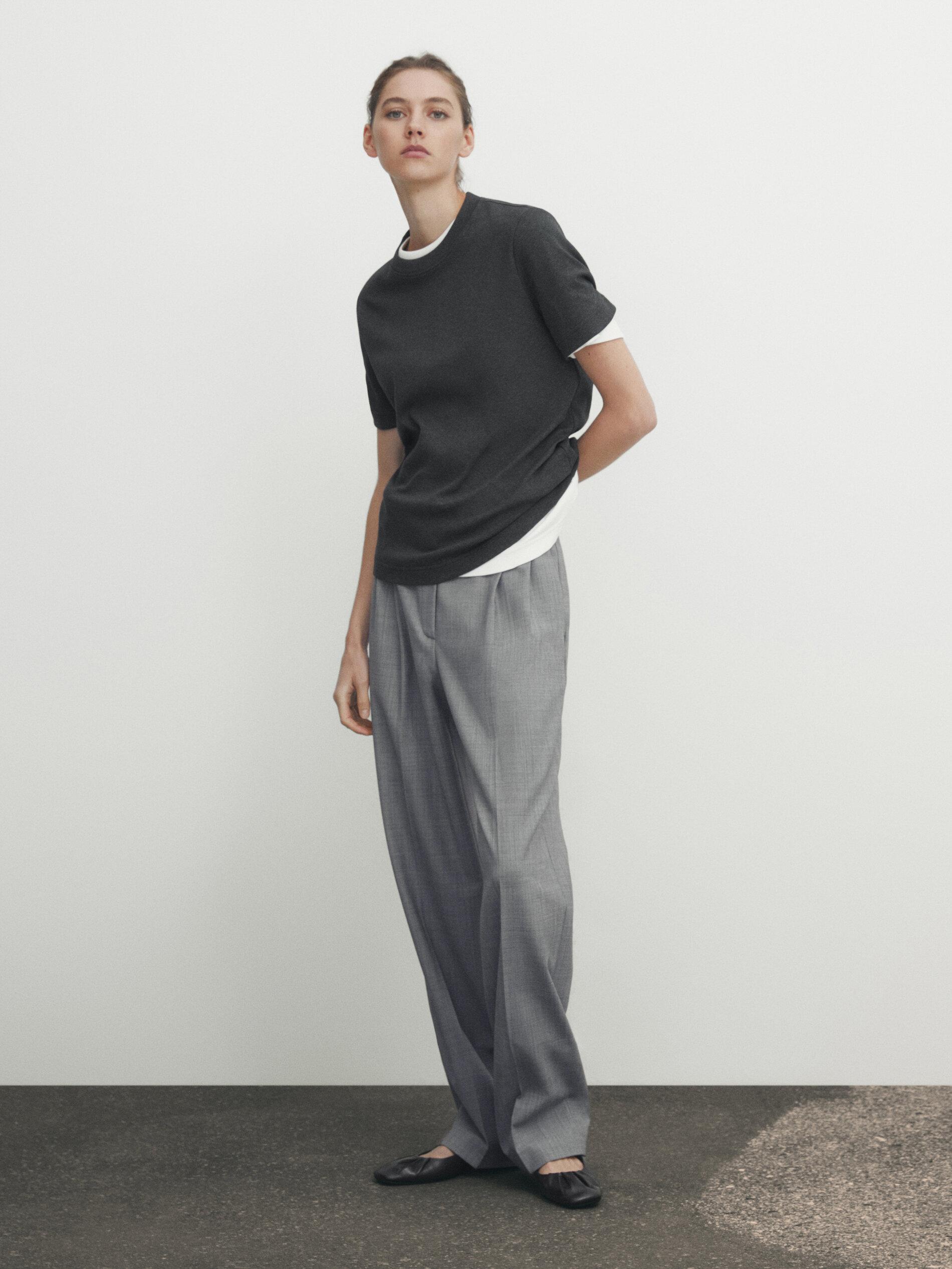 100% cotton interlock crew neck T-shirt — ANTHRACITE GREY