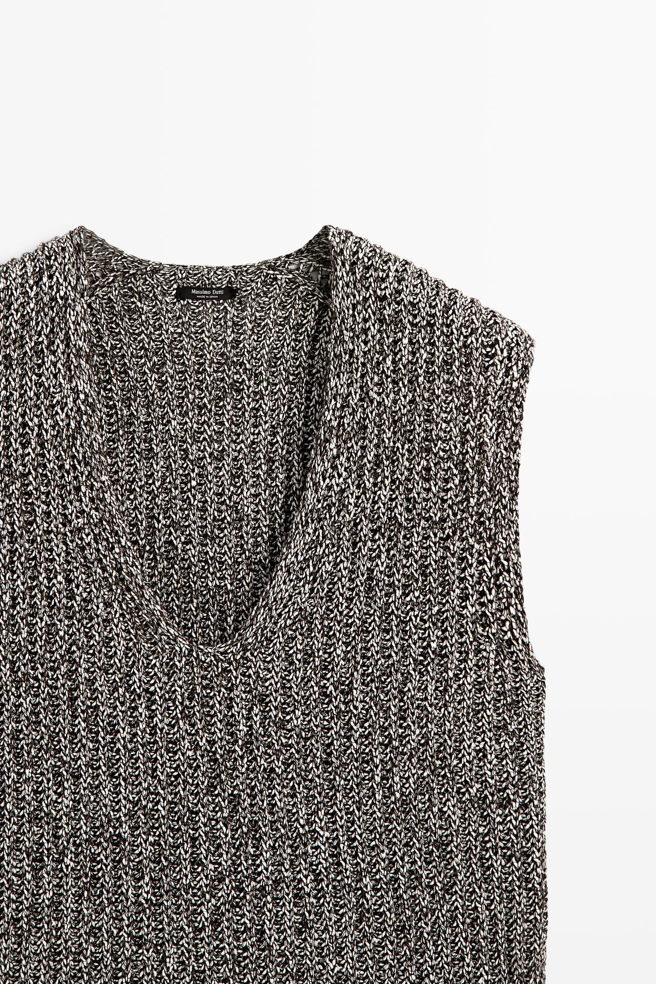 Cotton blend heathered knit top — ANTHRACITE GREY