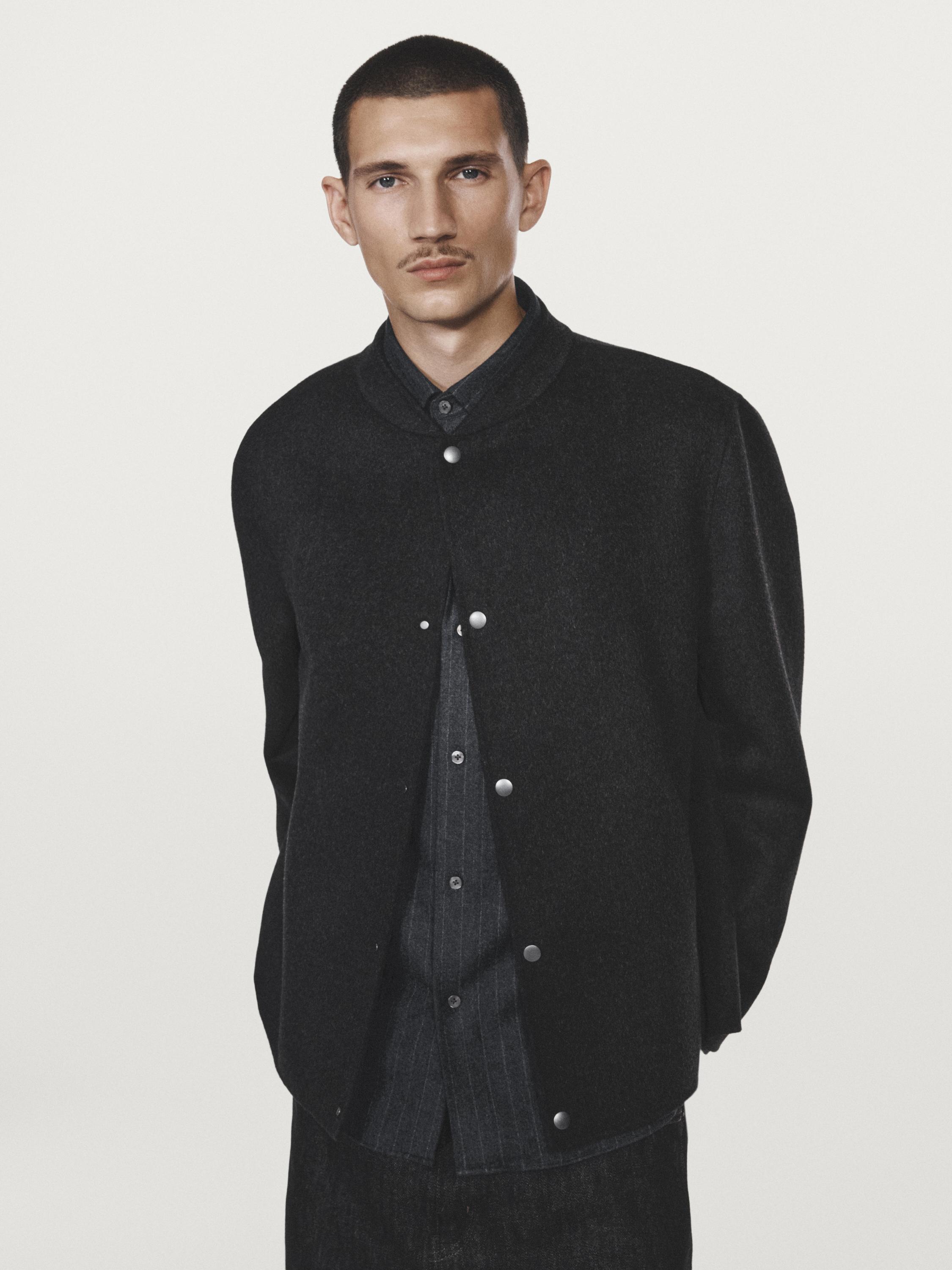 Double wool blend bomber jacket