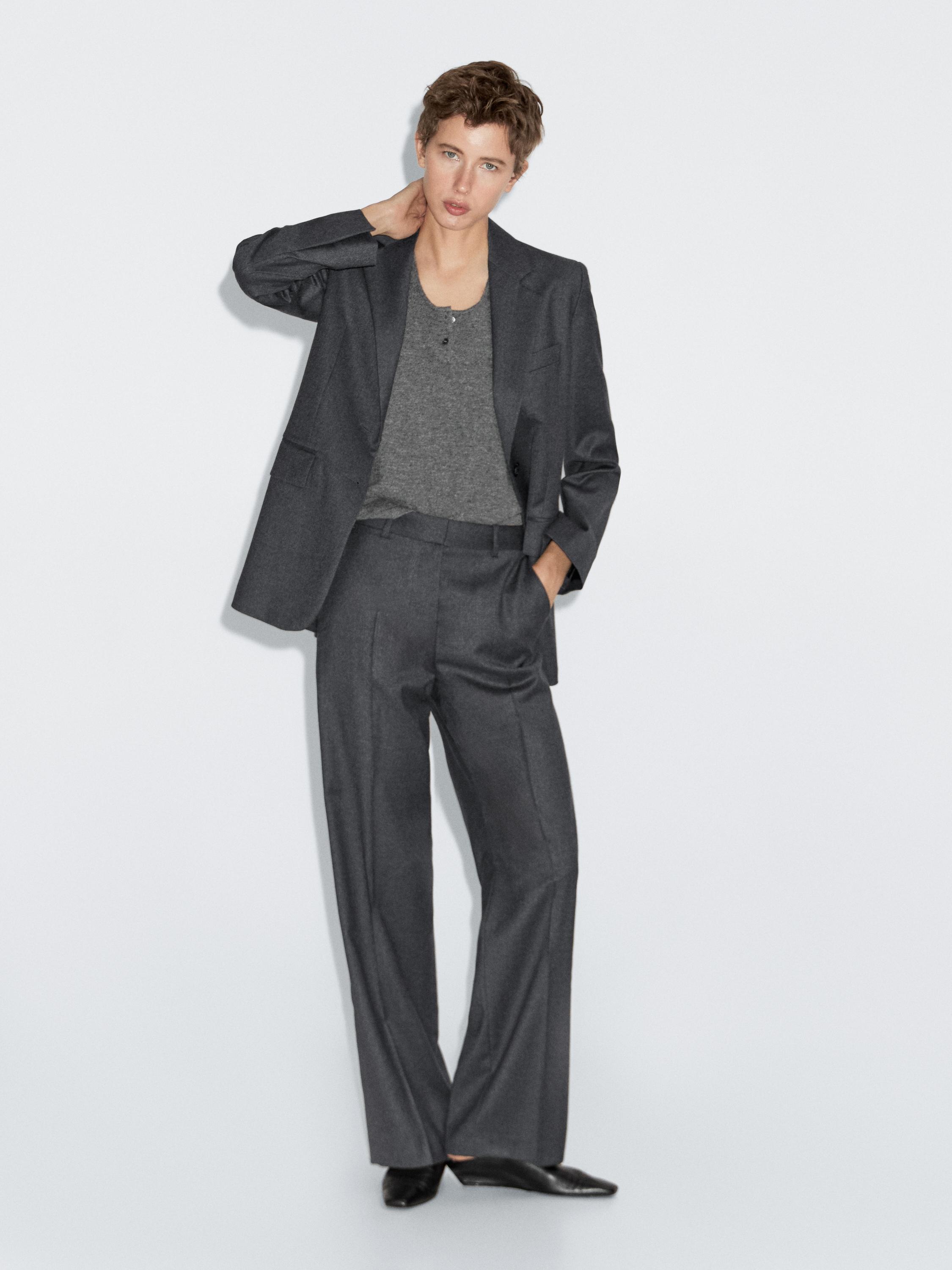 100% wool flannel suit trousers