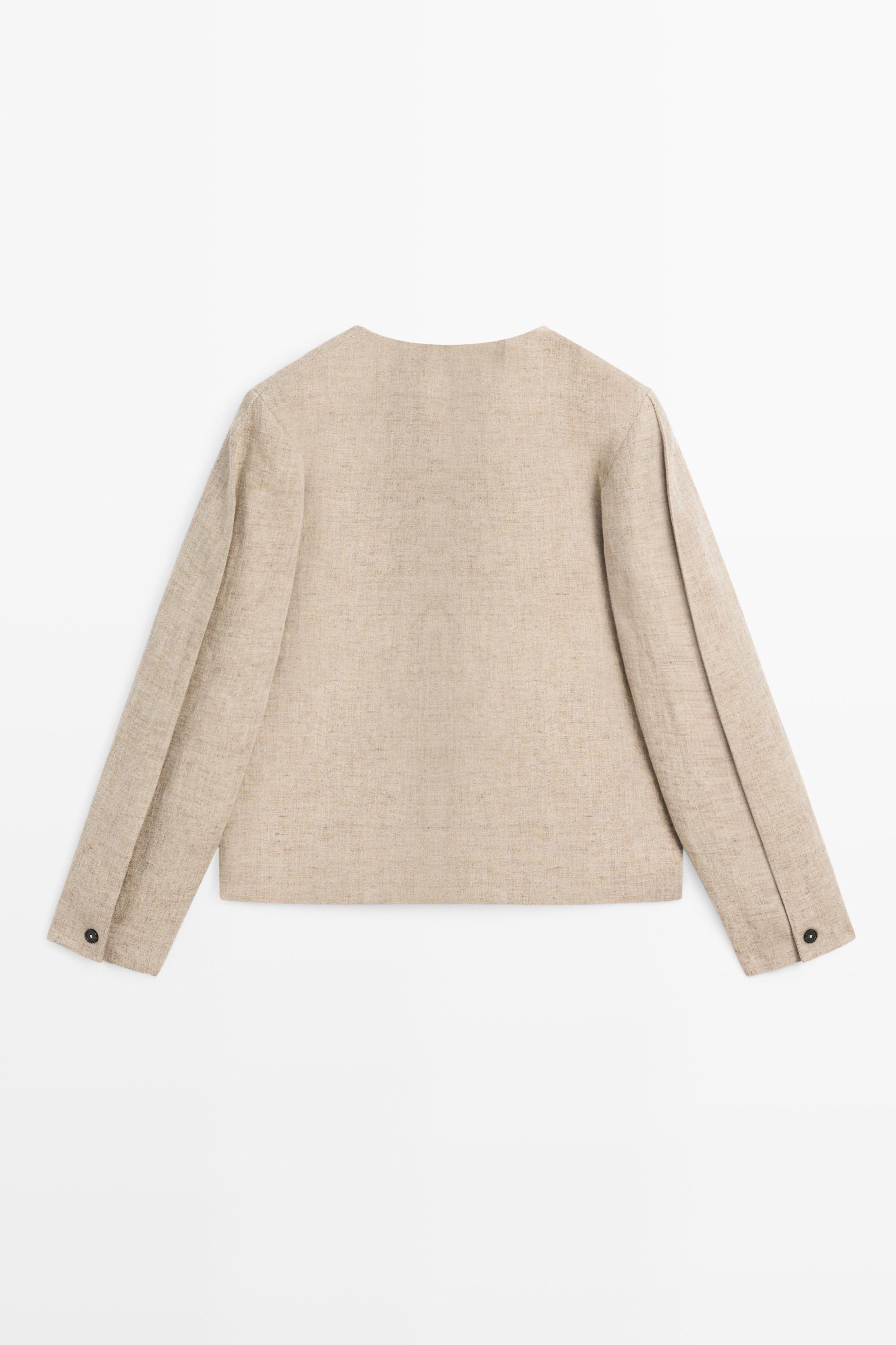 Bomber jacket with flecked detail — BEIGE