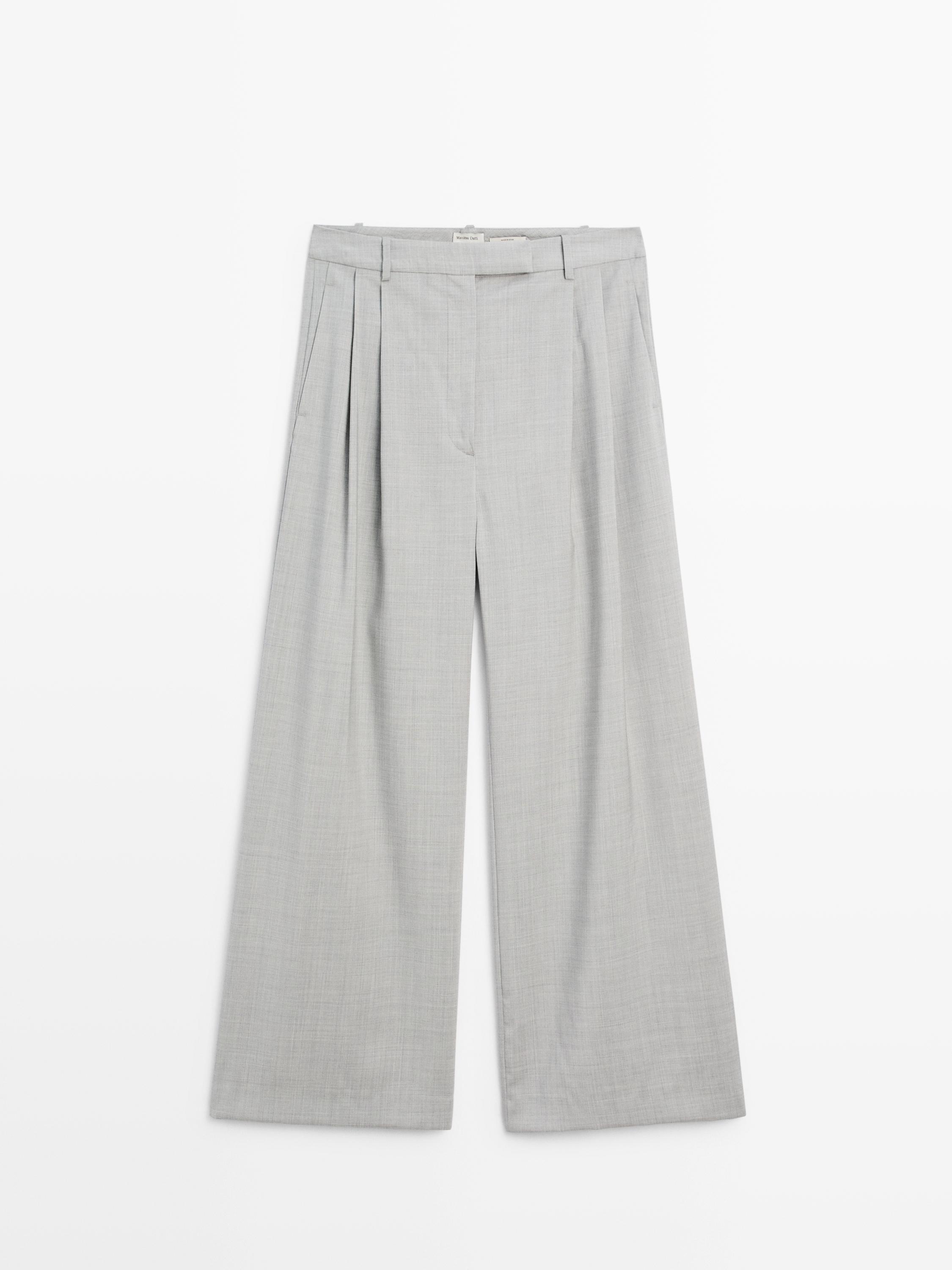 Pantalón ancho pinzas 100% lana - Studio