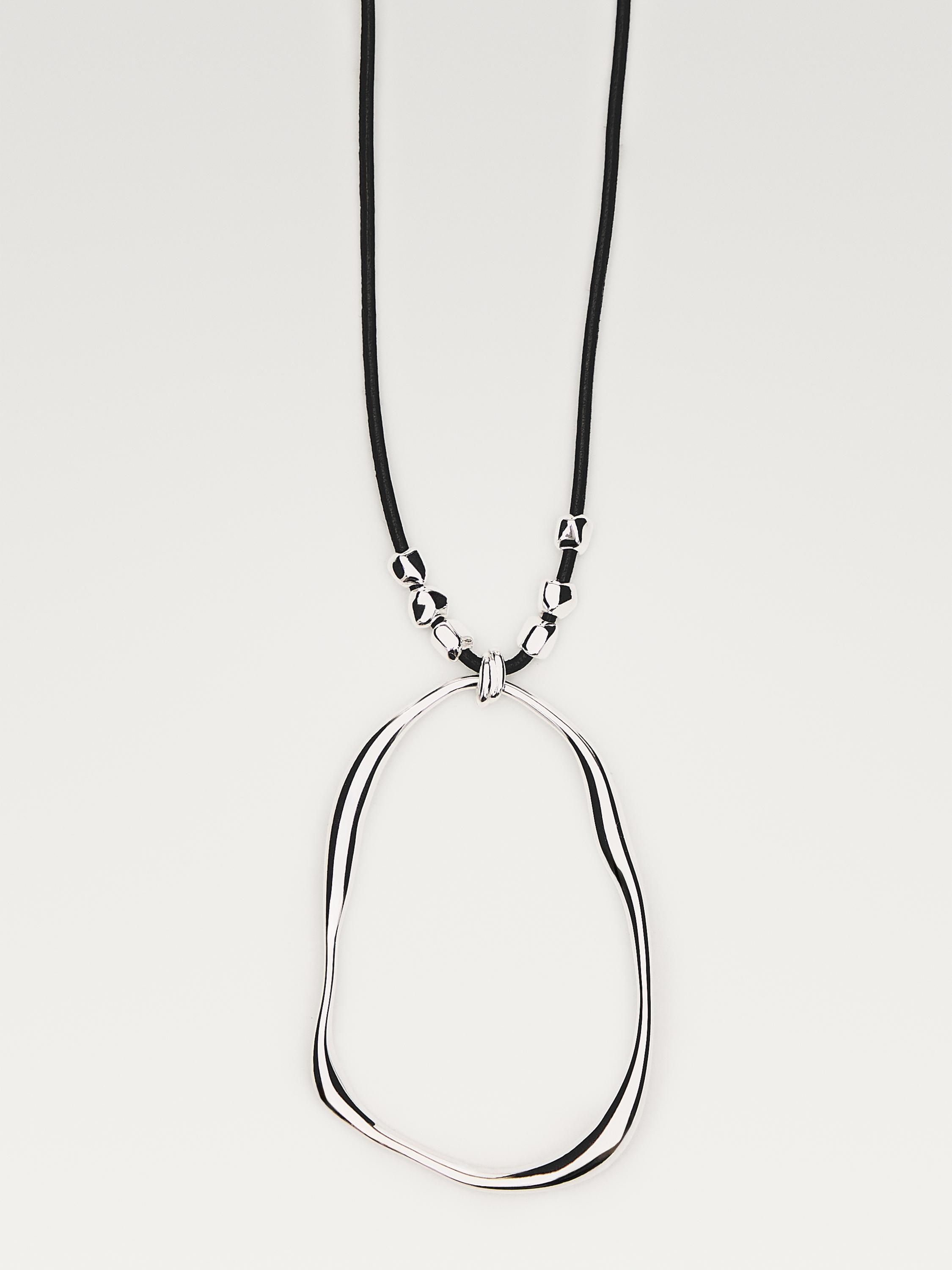 Leather cord necklace with asymmetric piece