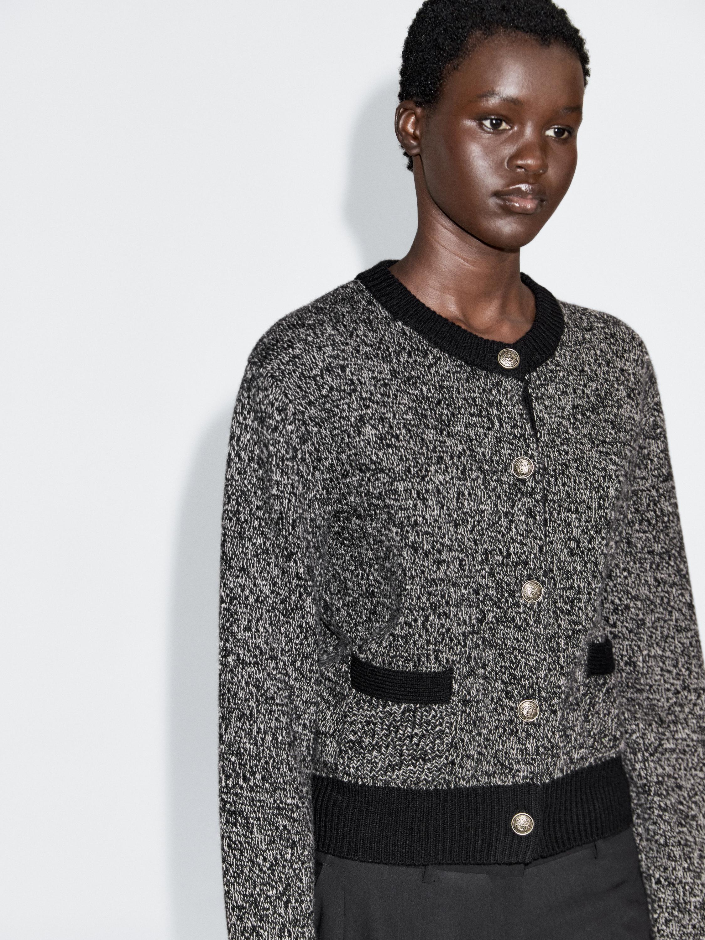 Cardigan en laine mélangée avec boutons dorés