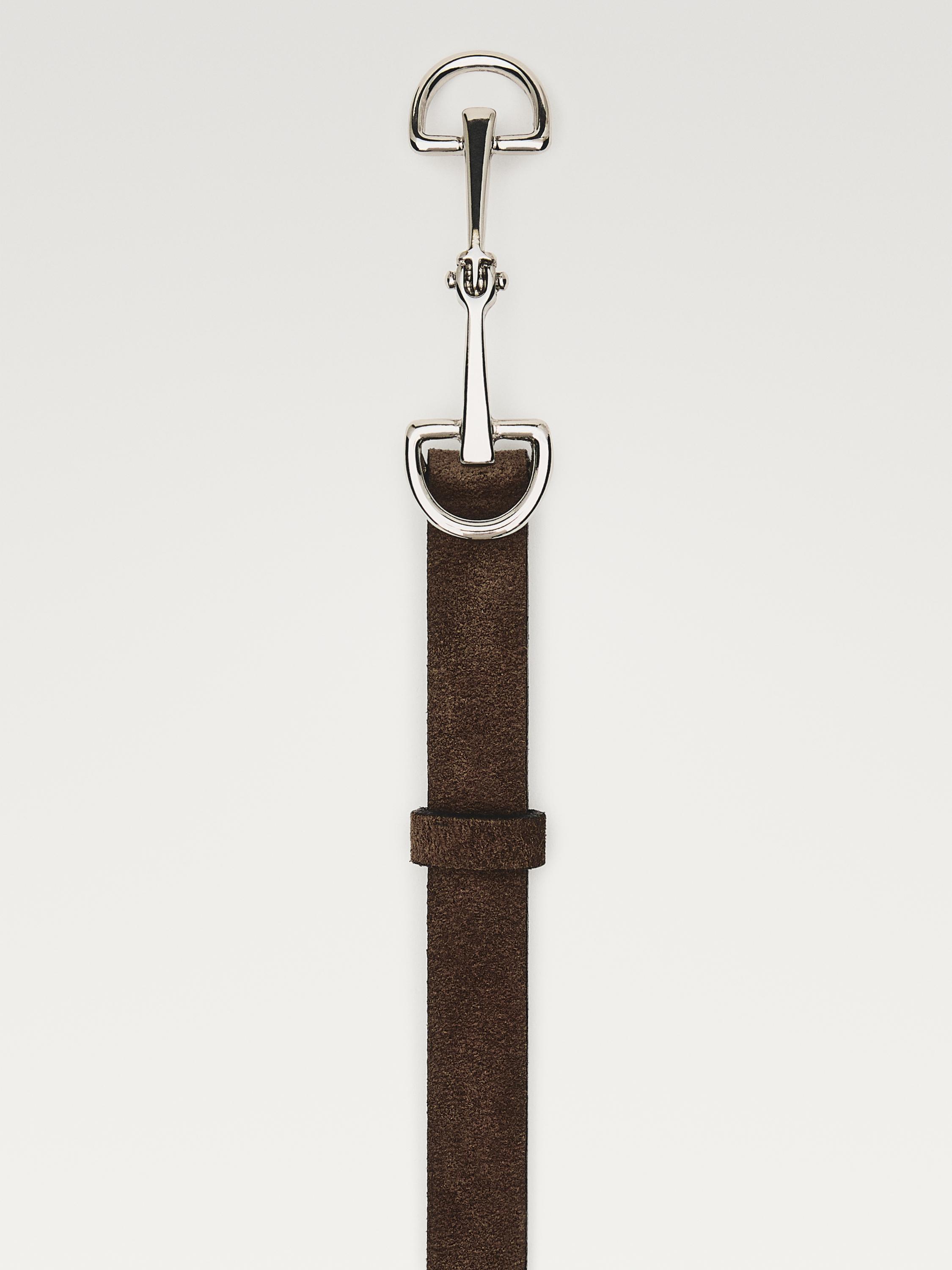 Nickel split leather equestrian belt