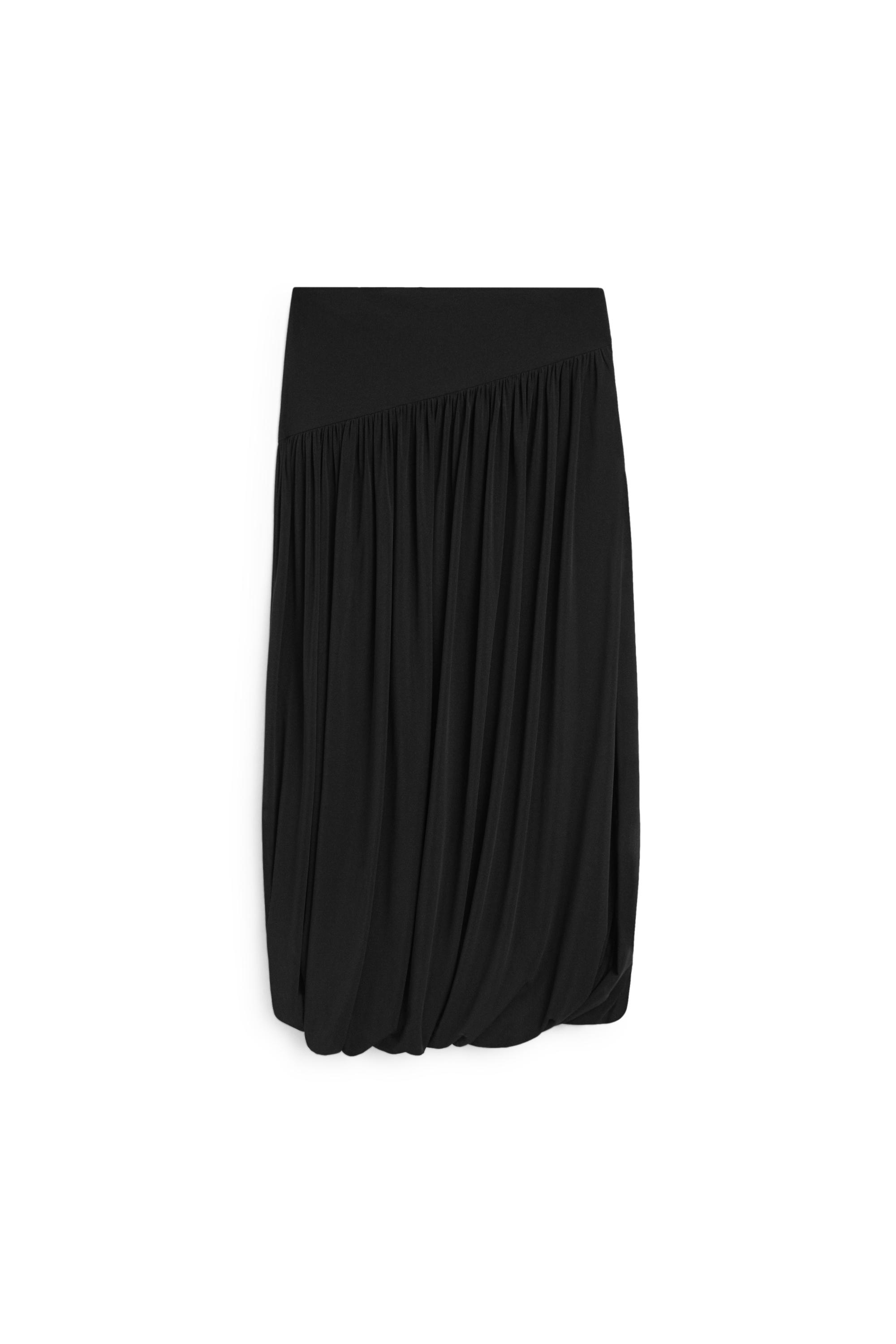 Balloon-effect flowing skirt — BLACK