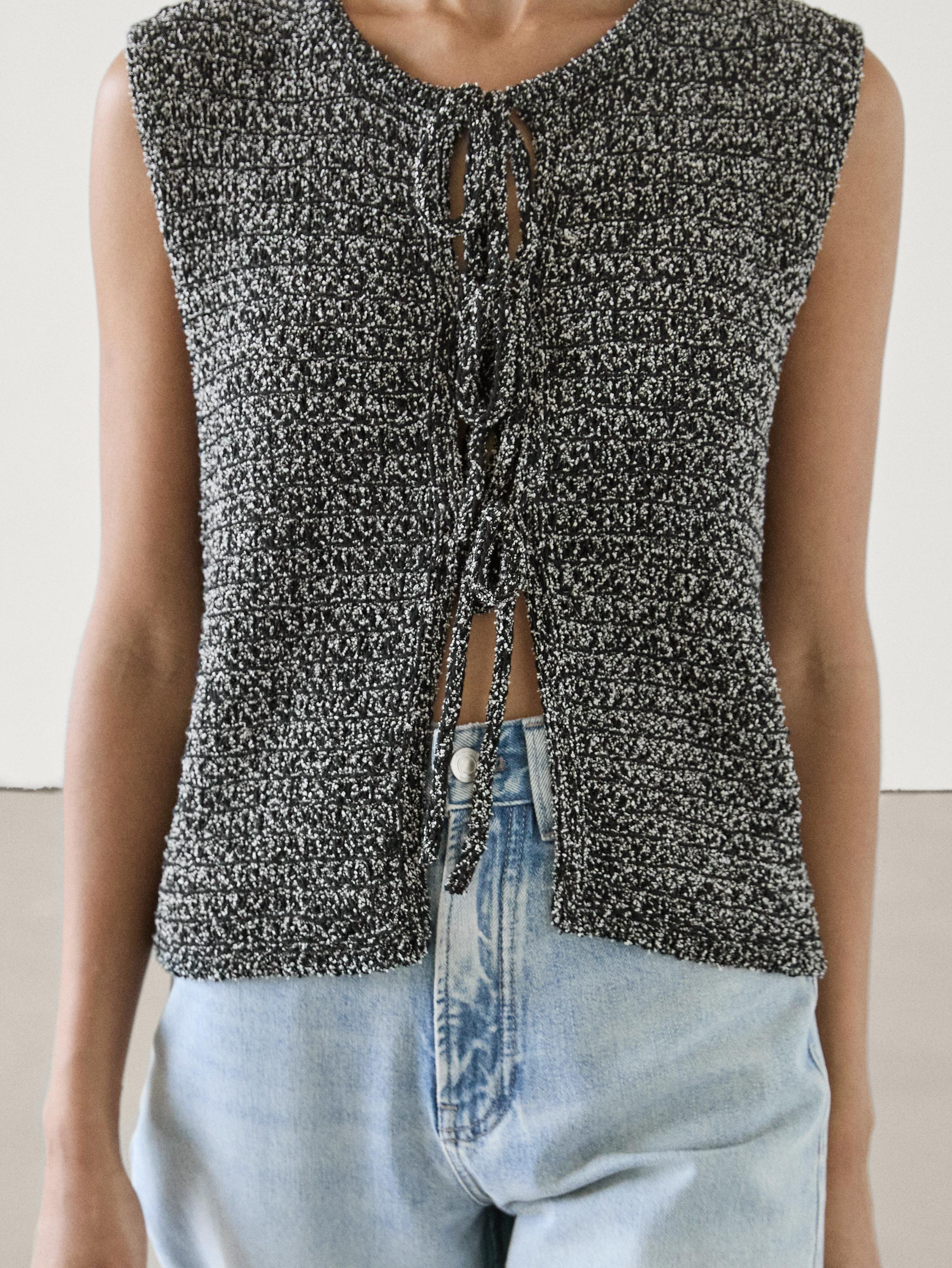 Knit vest with tie details