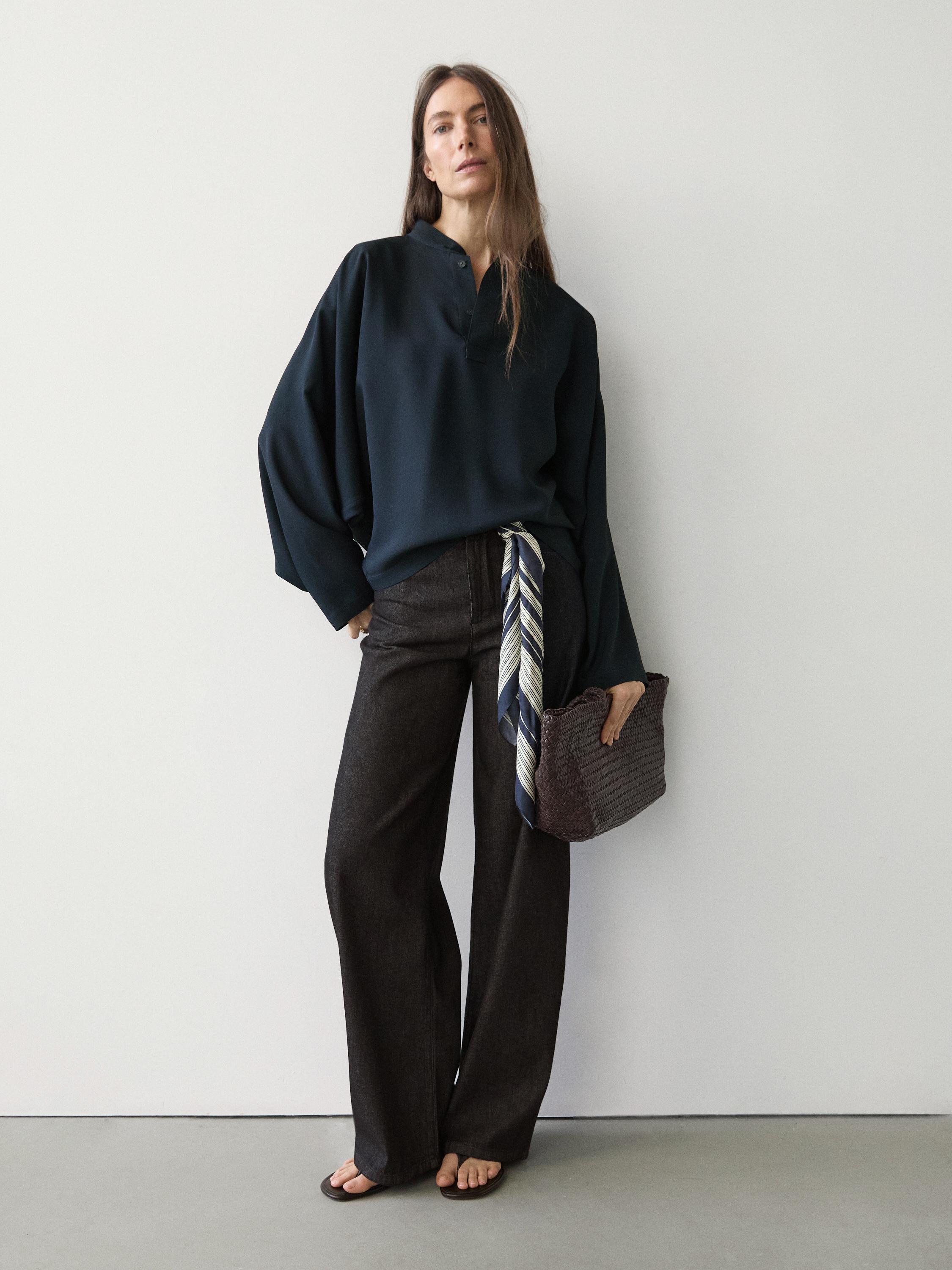 Mid-rise wide-leg jeans — DARK BLUE