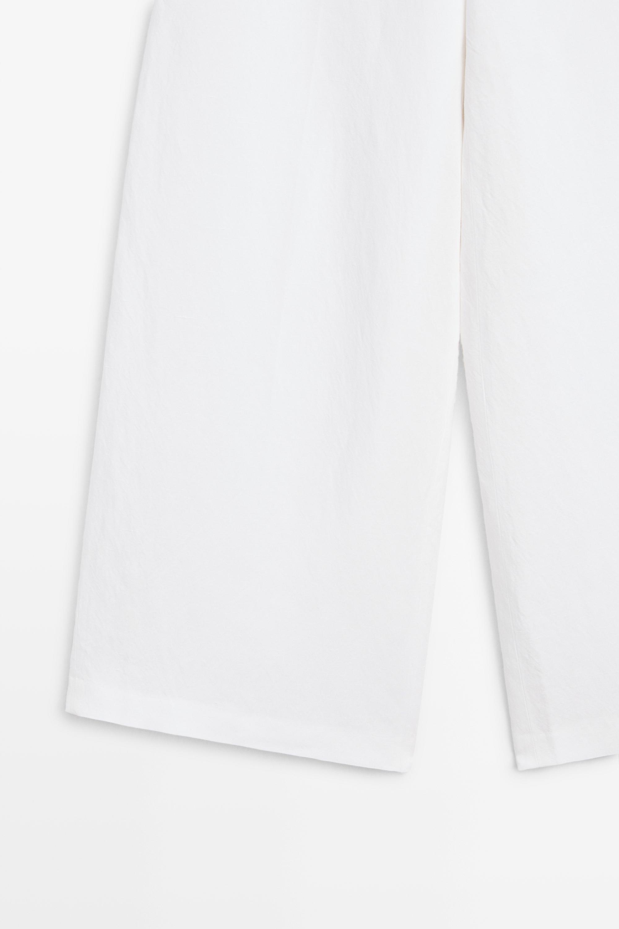Total look flowing linen blend trousers — WHITE