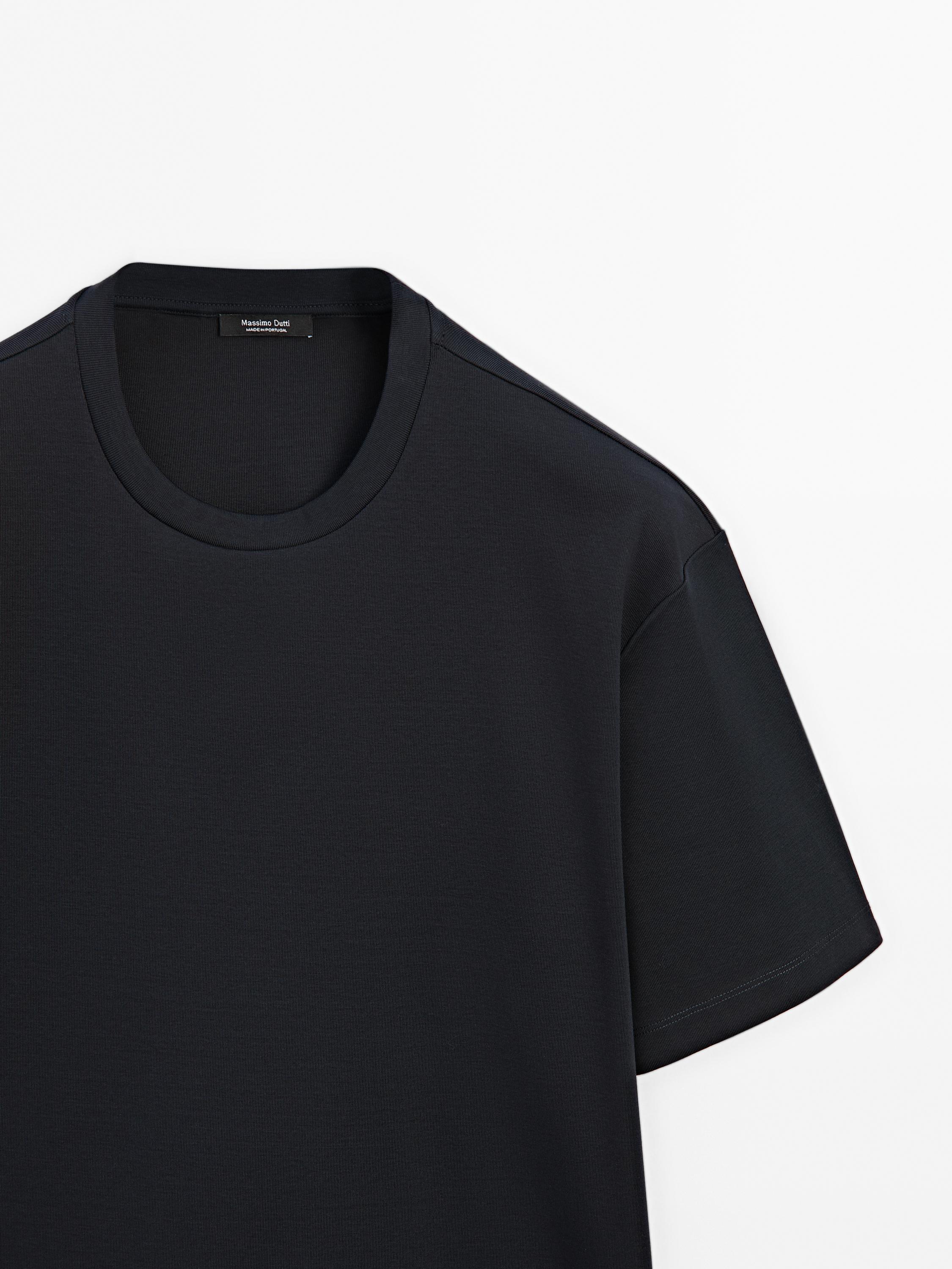 100% mercerised cotton T-shirt — NAVY BLUE
