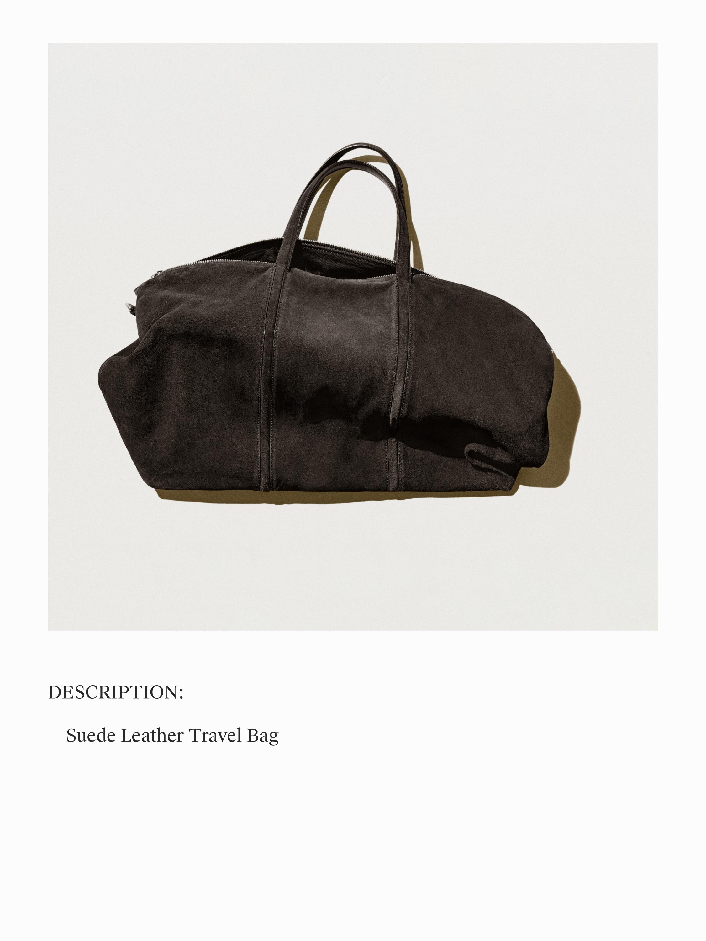 Suede leather tote bag