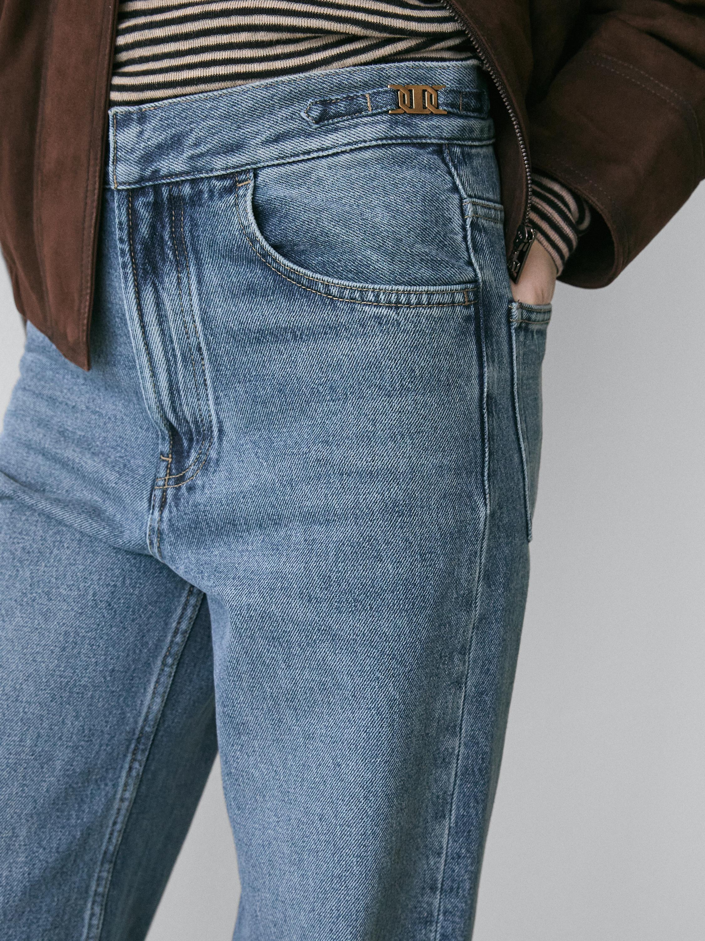 Mid-rise bell bottom jeans — MEDIUM BLUE