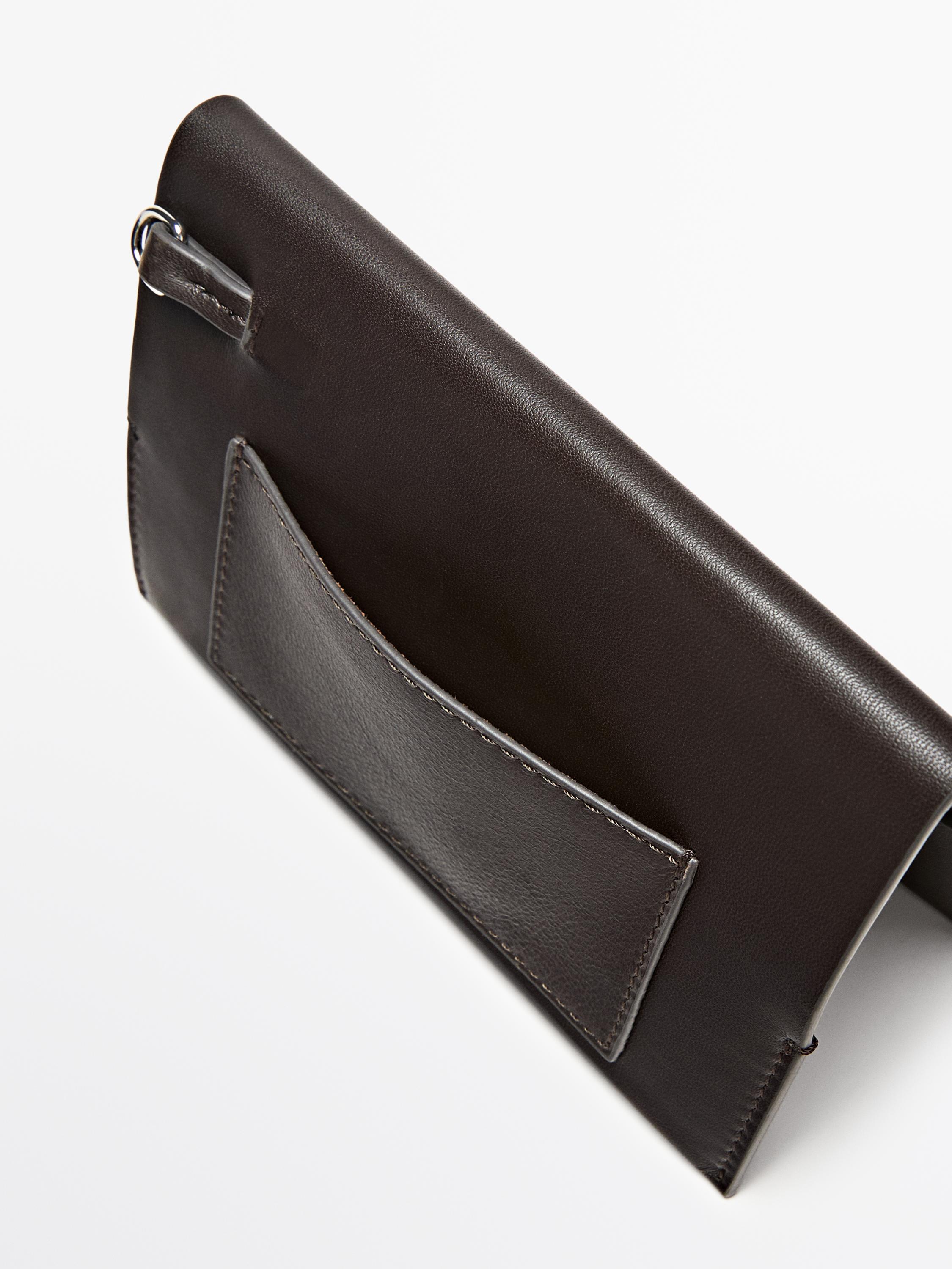 Nappa leather passport holder — BROWN