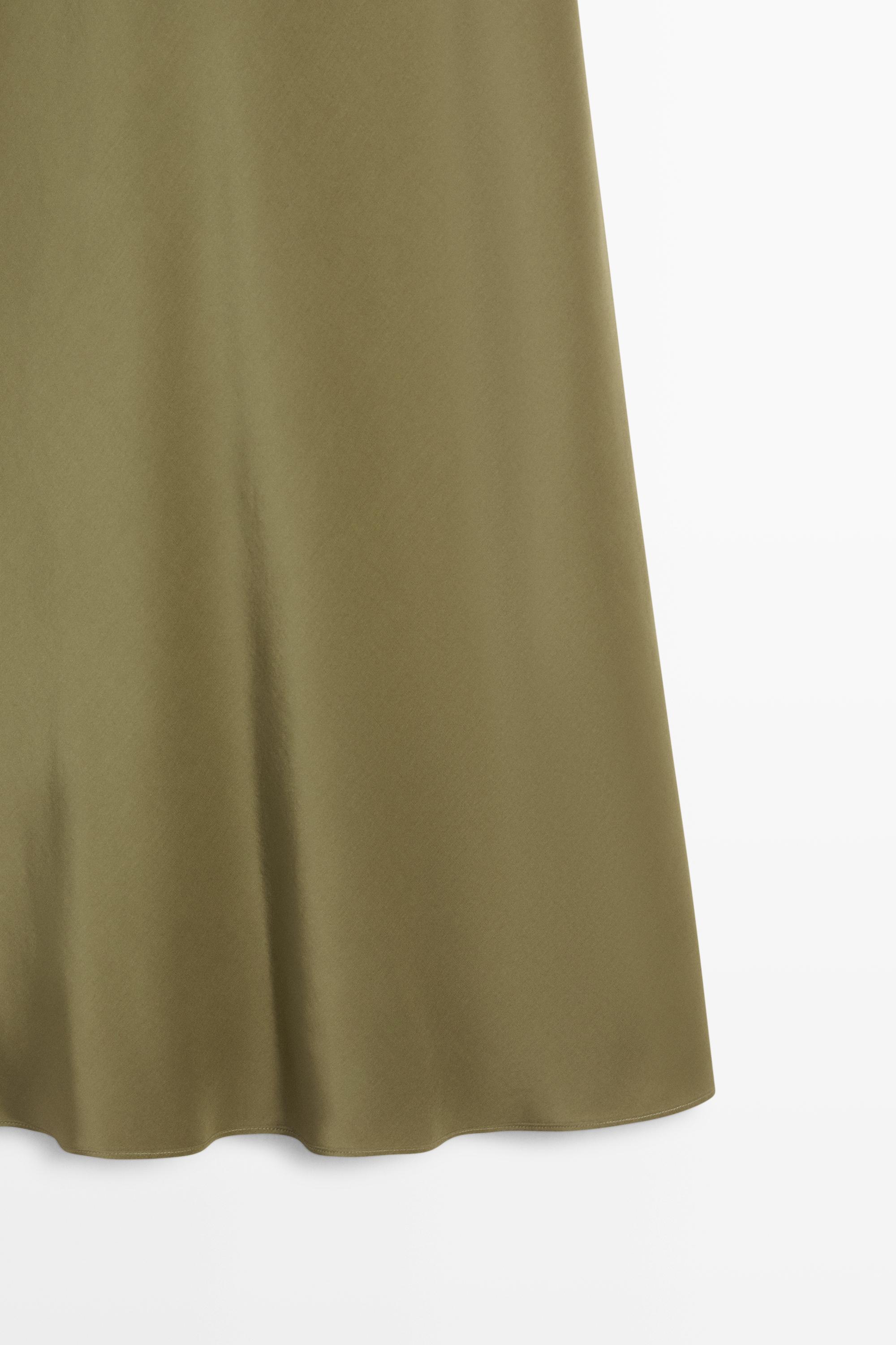 Spaghetti strap lingerie midi dress — GREEN