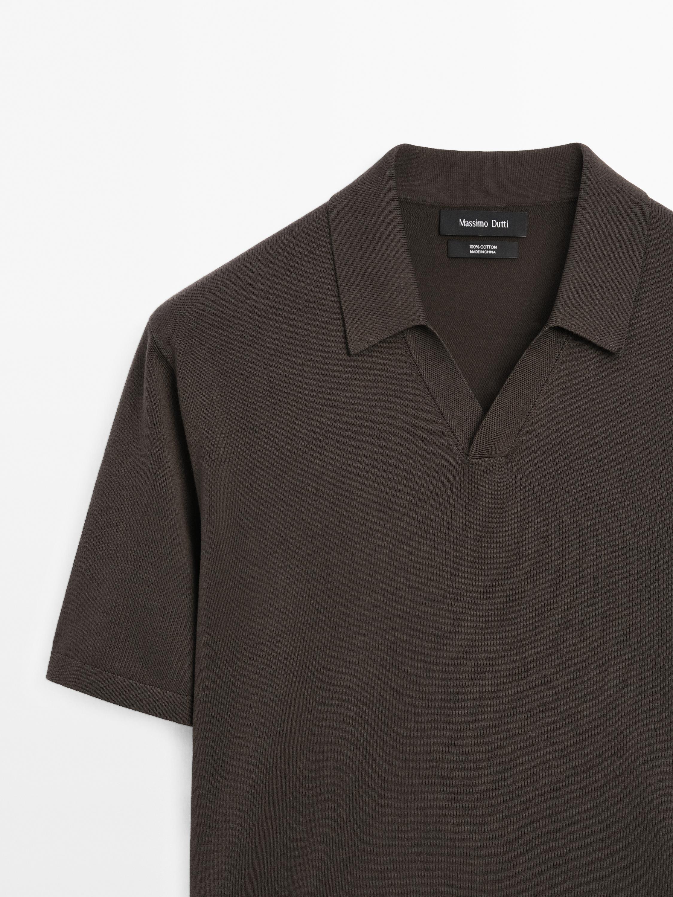 Short sleeve cotton knit polo shirt