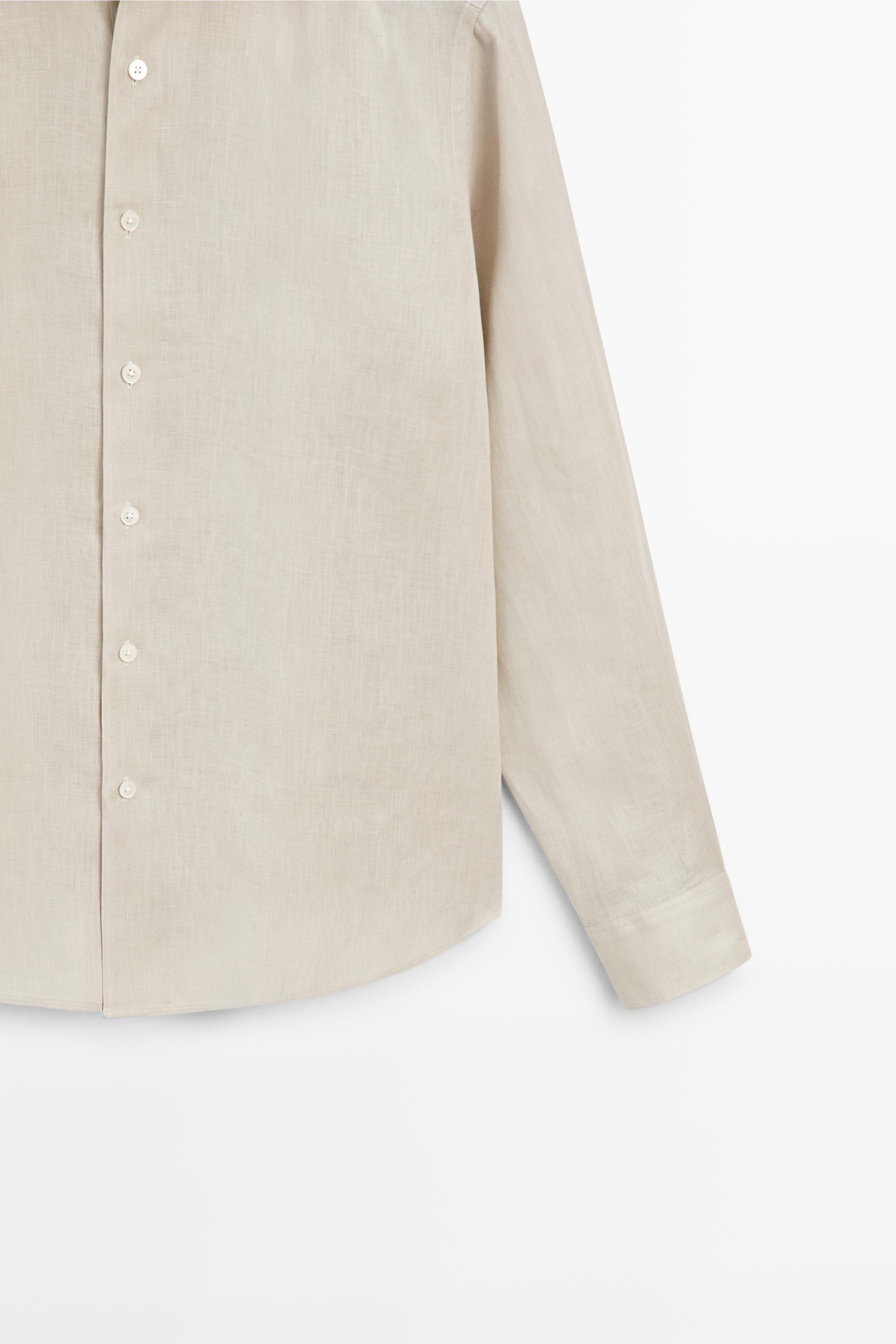 Regular fit 100% extra-fine linen shirt — BEIGE