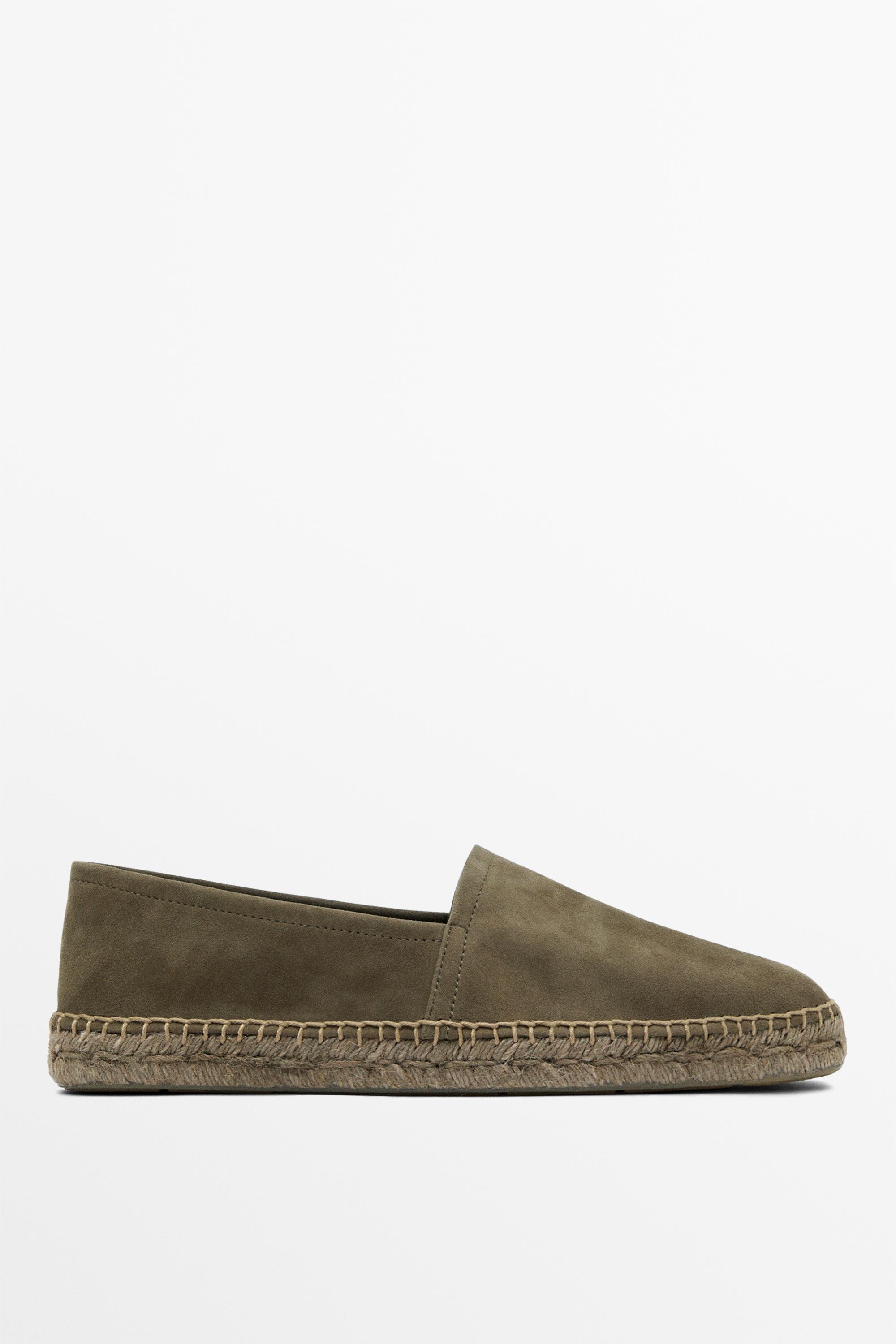 Leather espadrilles — KHAKI