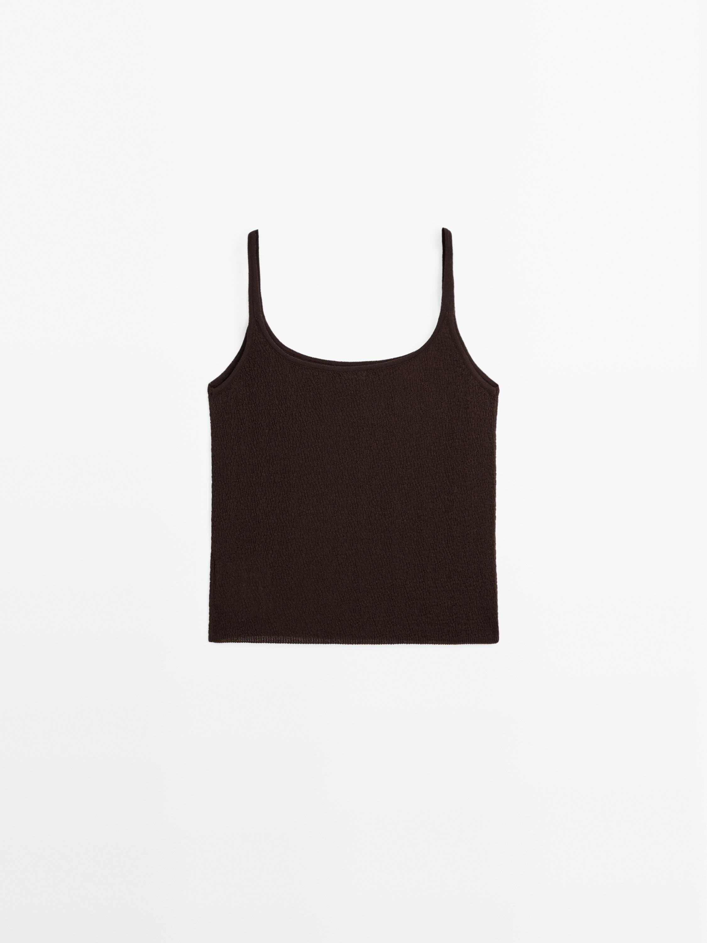 Flowing knit top with straps