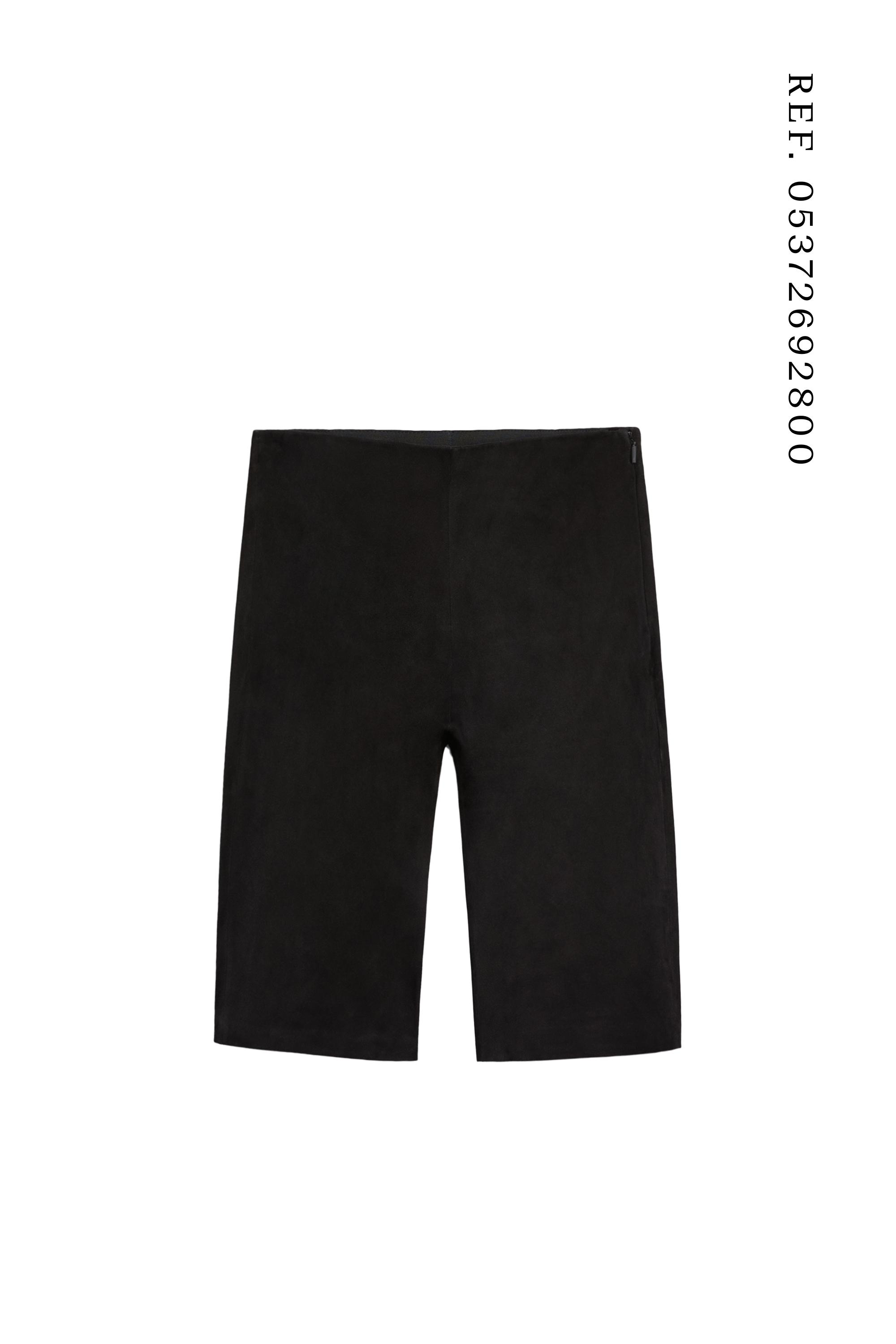 Suede leather cycling shorts — BLACK