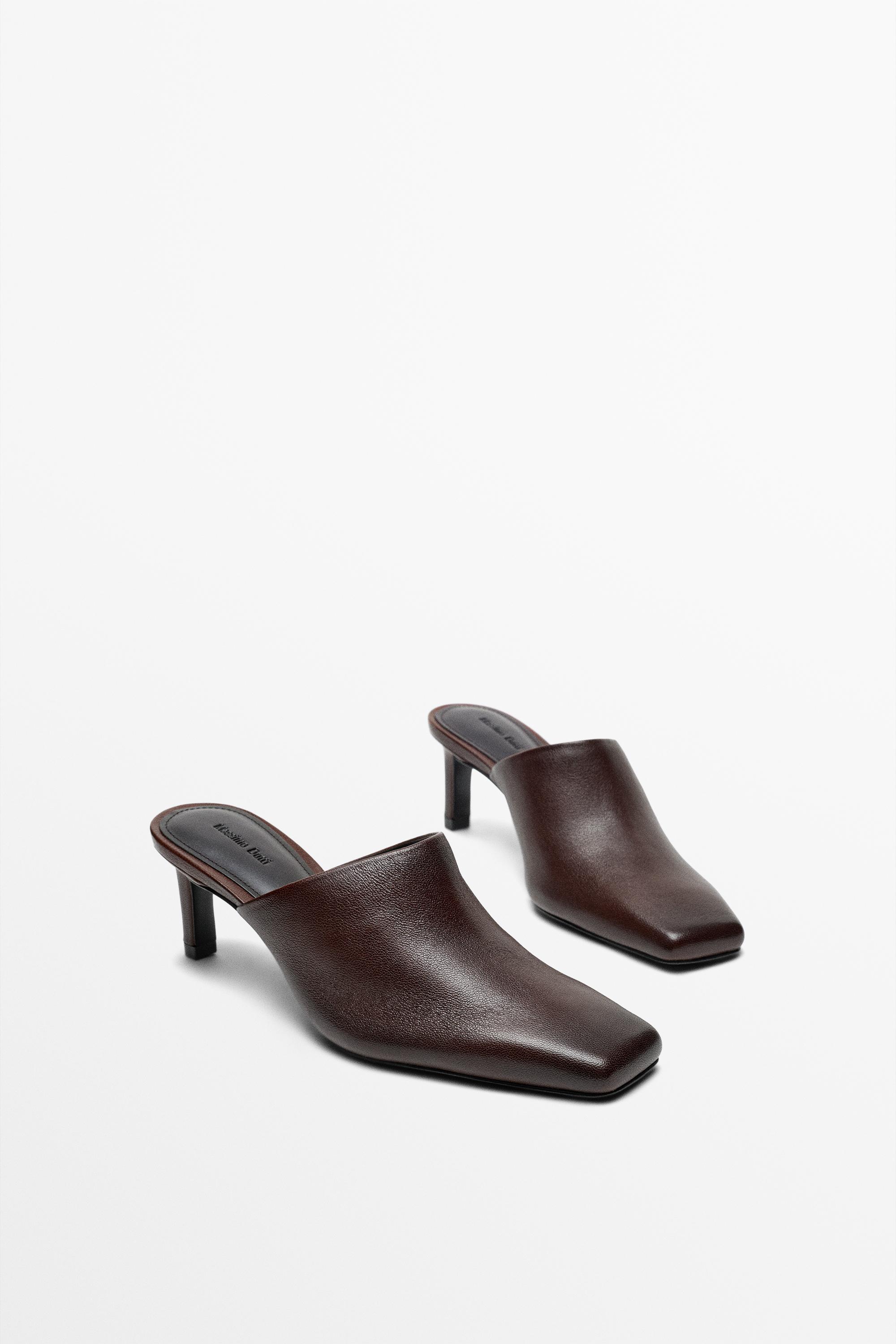 Zapato de tacón destalonado en piel