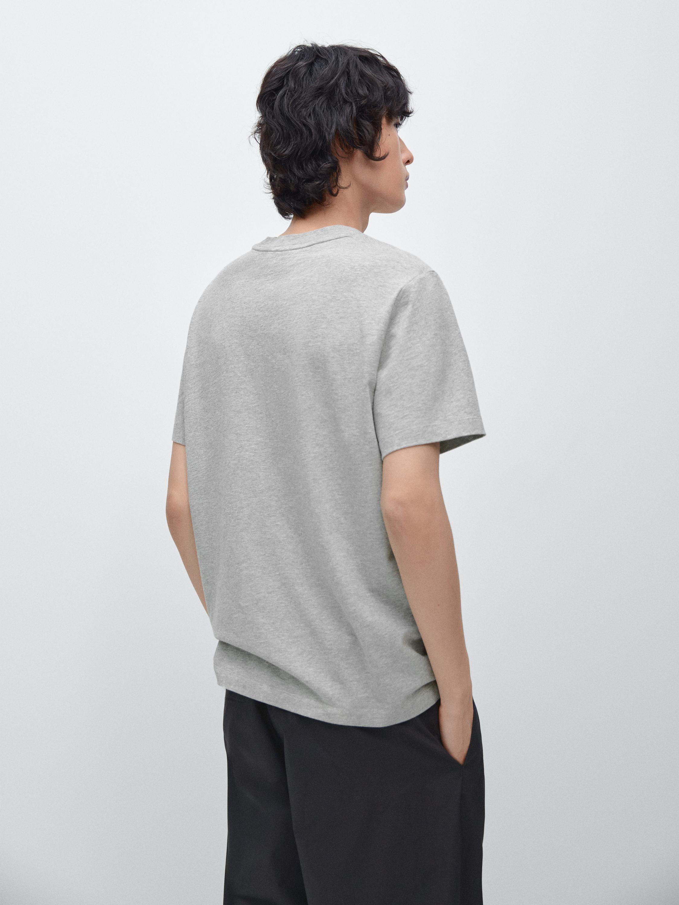 Short sleeve cotton melange T-shirt — GREY MARL