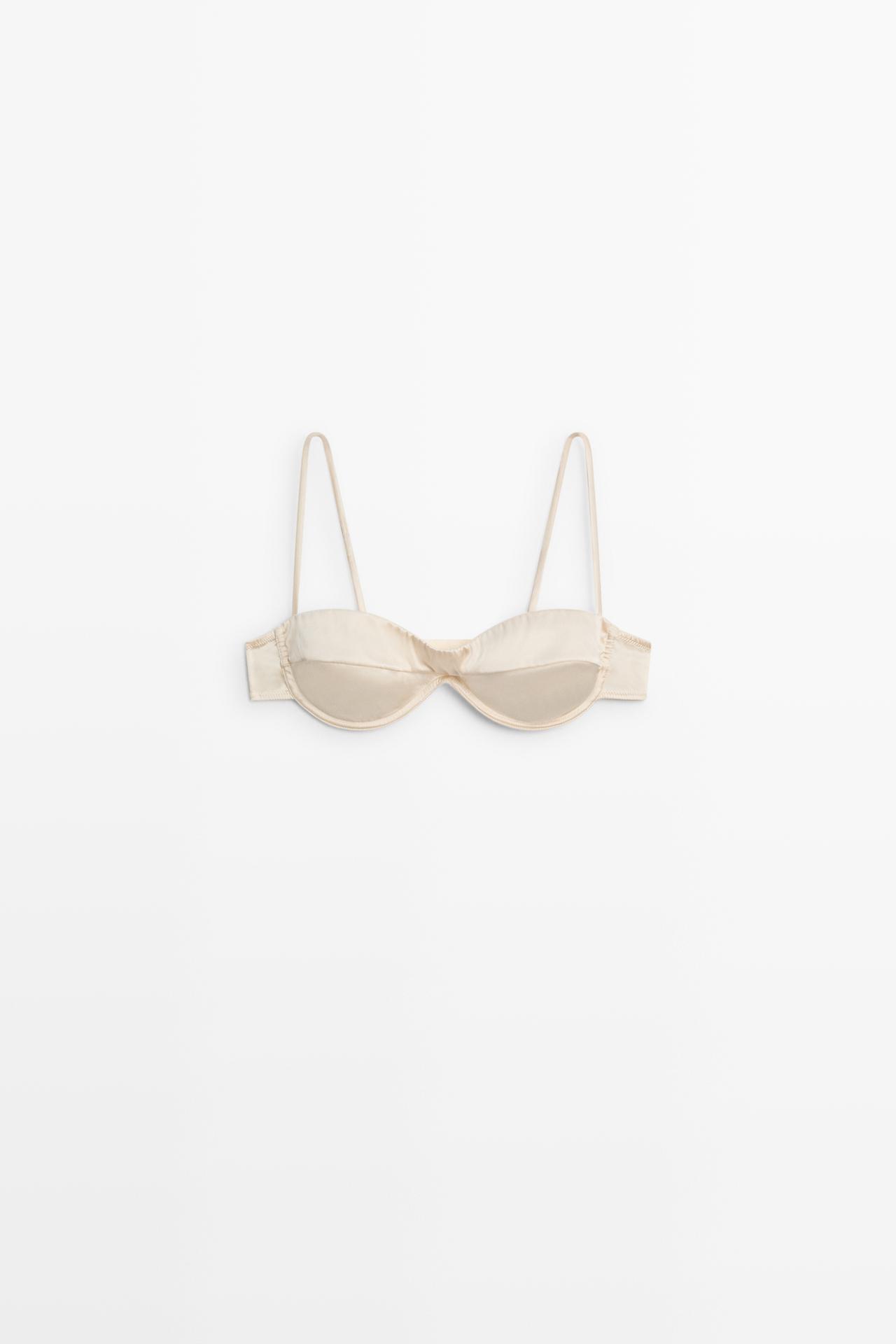 Bandeau top with underwire and seam detail — CREAM
