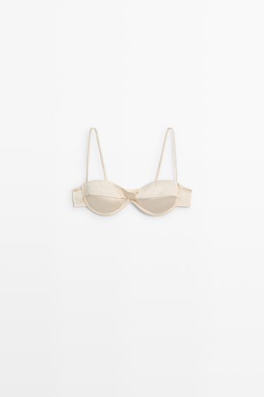 Bandeau top with underwire and seam detail — CREAM 2
