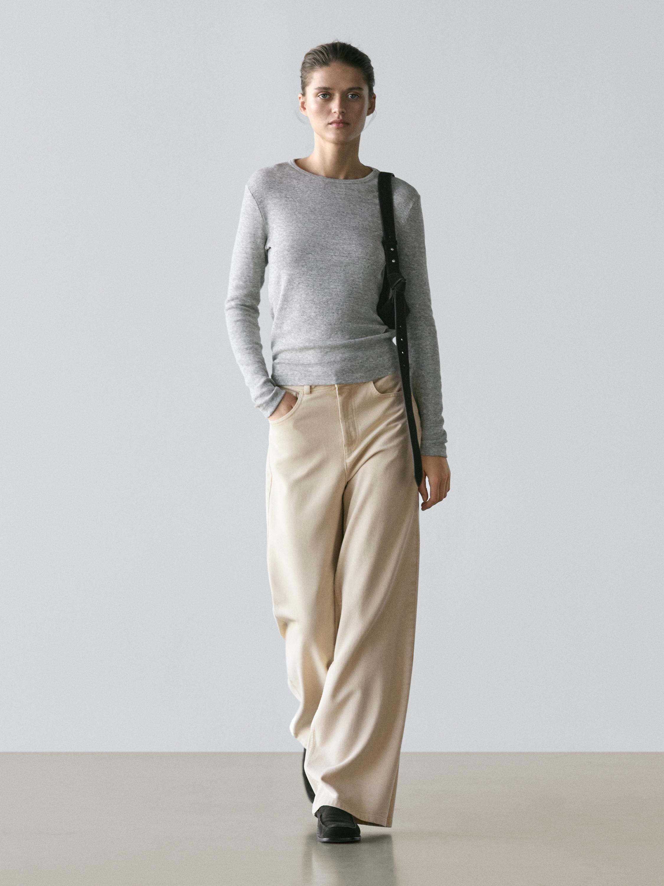 Massimo Dutti Low-rise wide-leg trousers