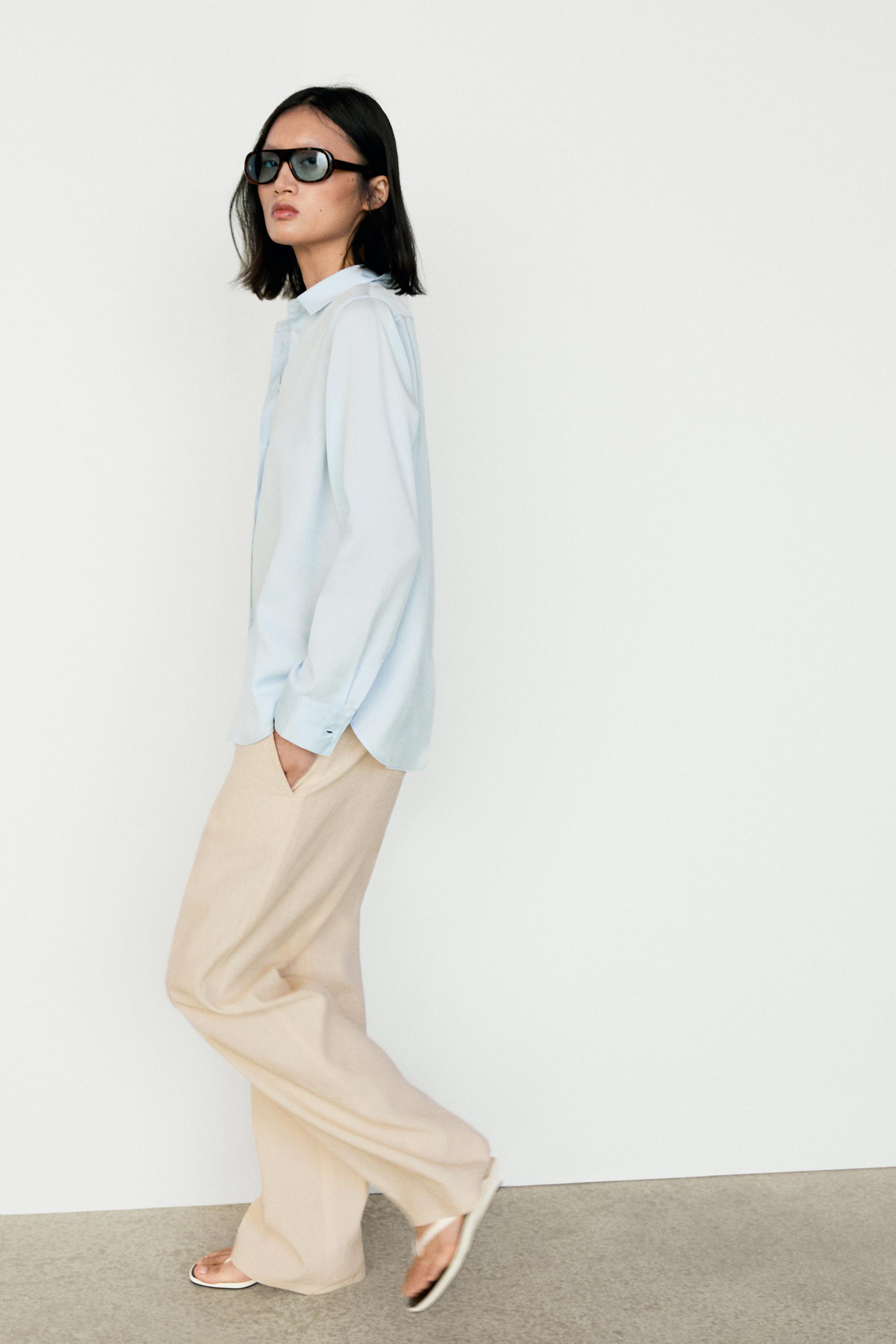 Fluid lyocell shirt — SKY BLUE
