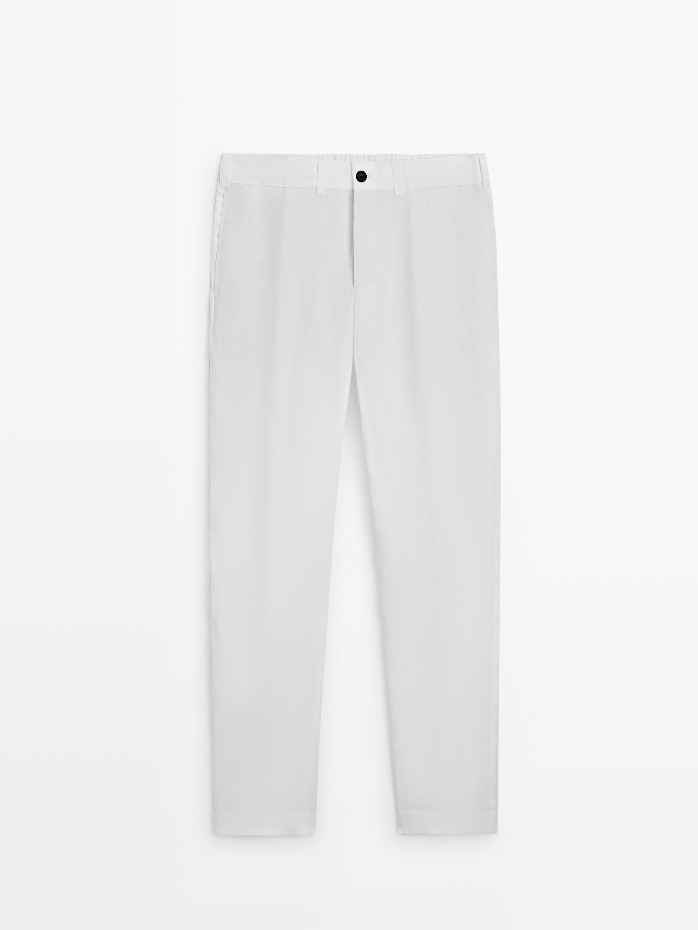 100% linen trousers with elasticated waist