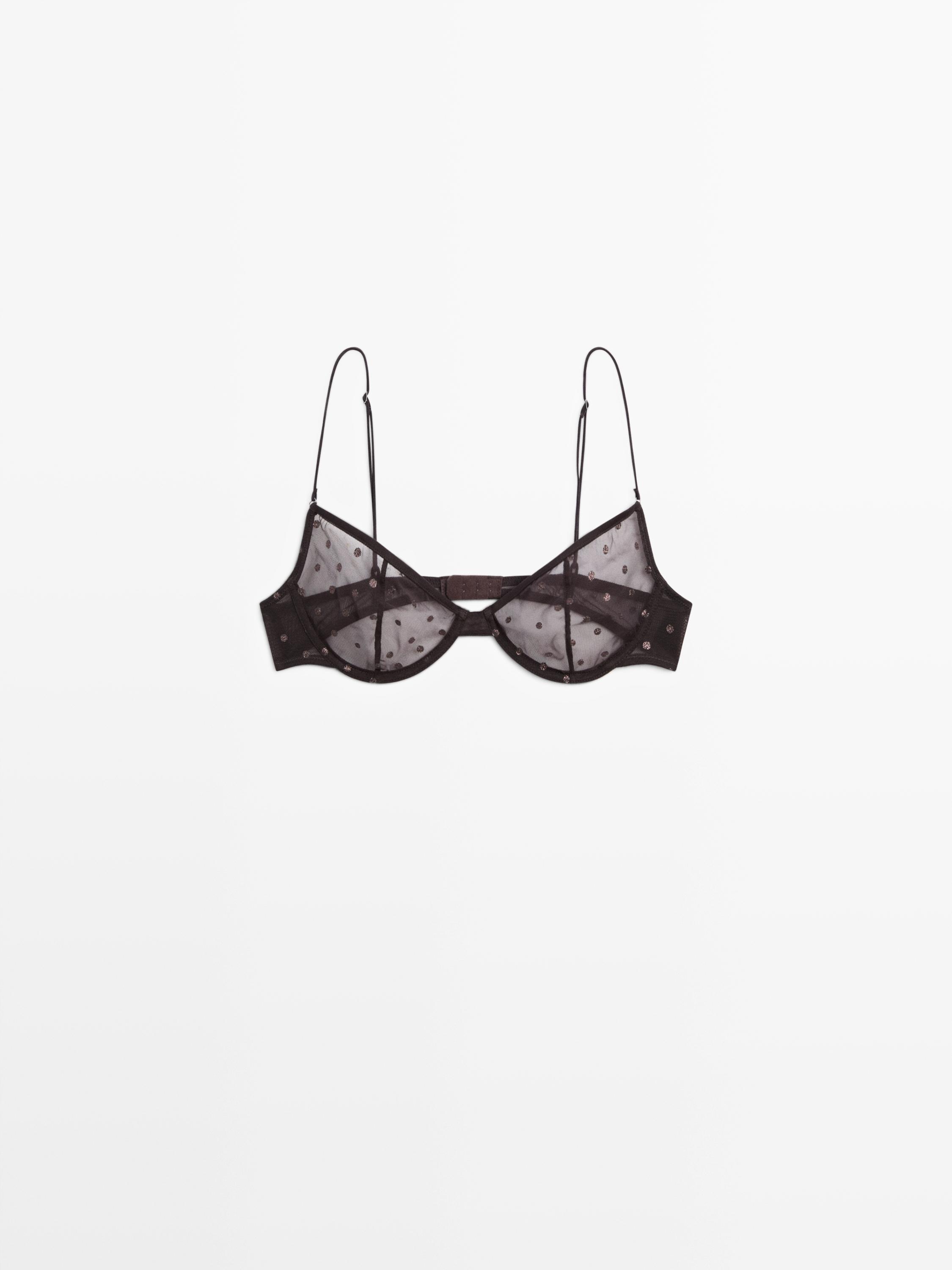 Semi-sheer polka dot bra — MOLE BROWN