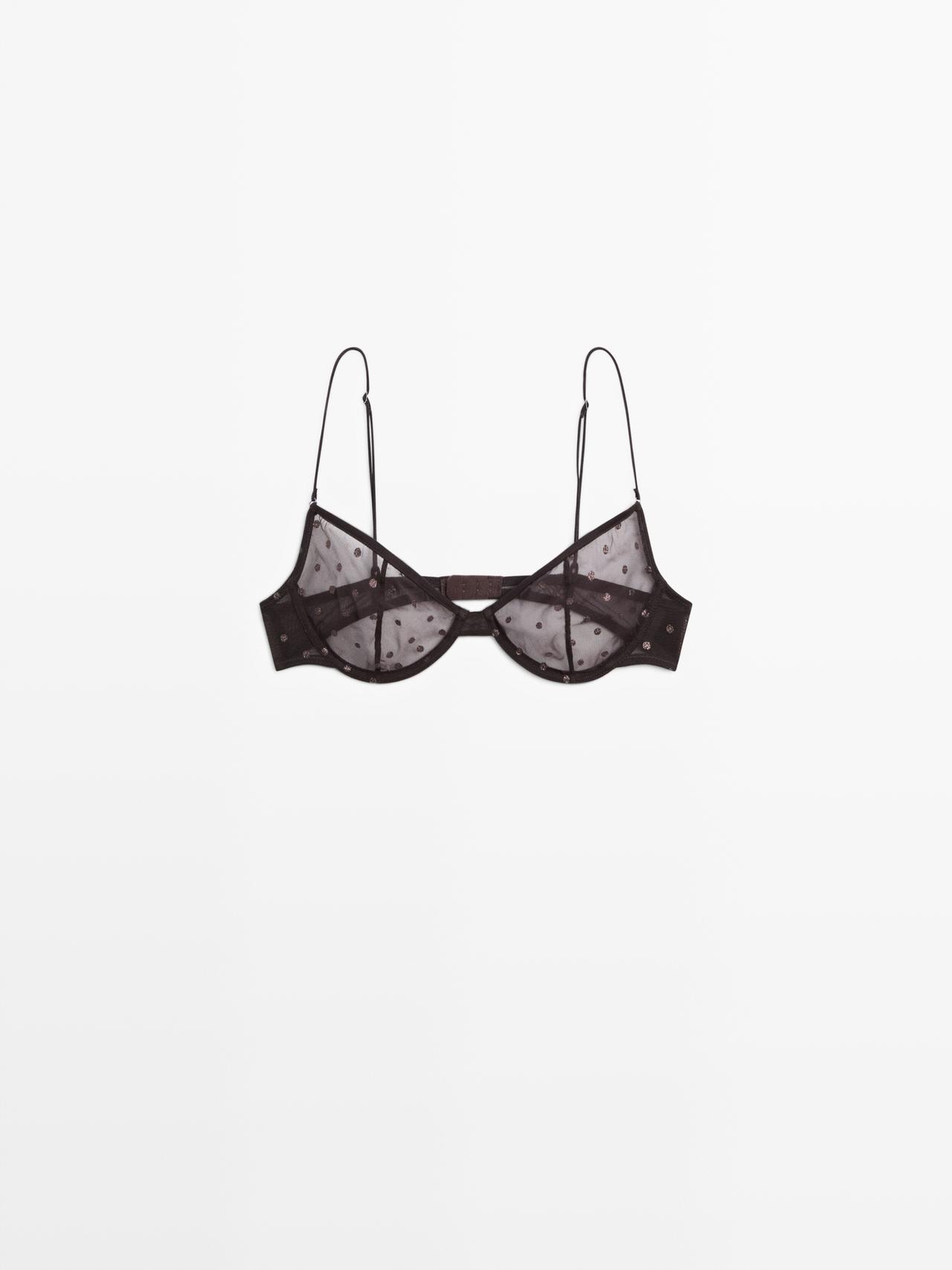 Semi-sheer polka dot bra — MOLE BROWN