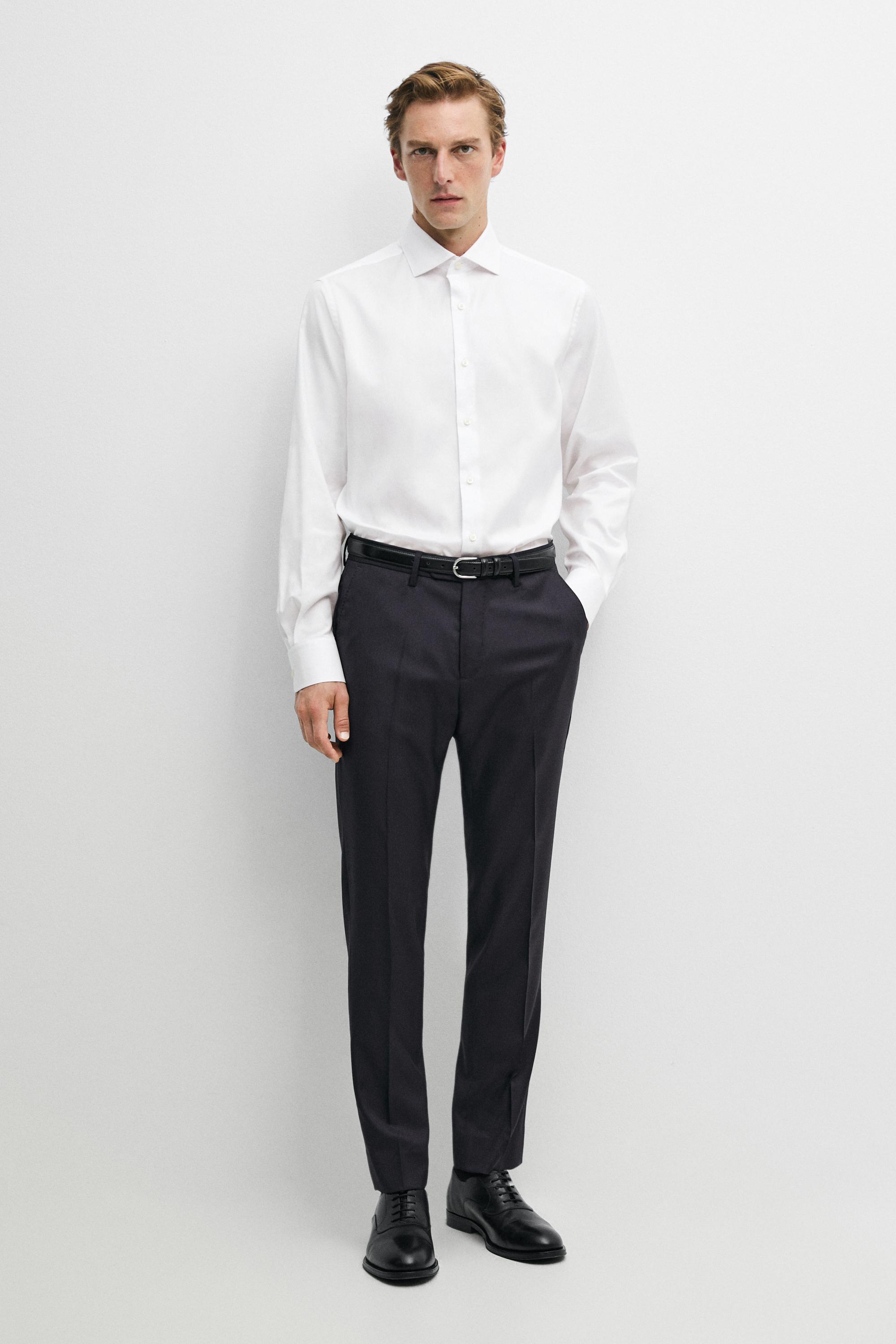 100% cotton regular fit shirt — WHITE