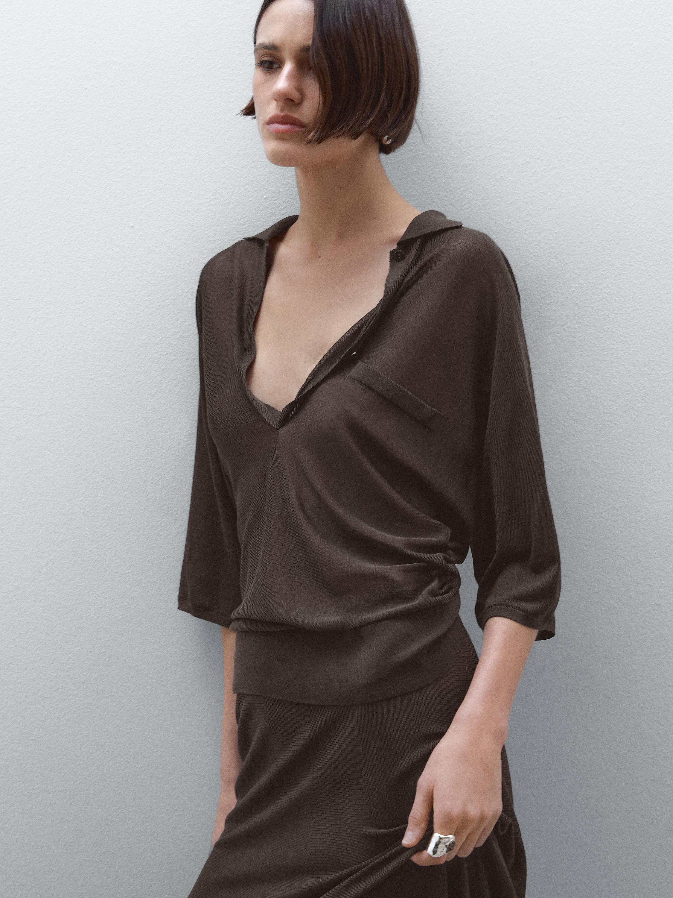 Flowing cape-style polo shirt