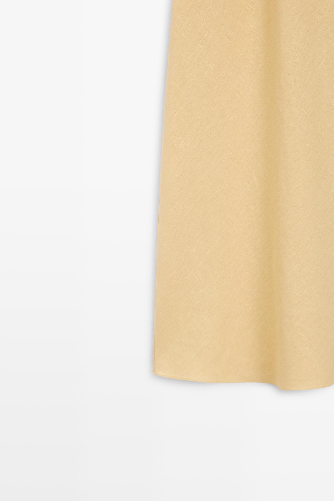 100% linen strappy midi dress — YELLOW