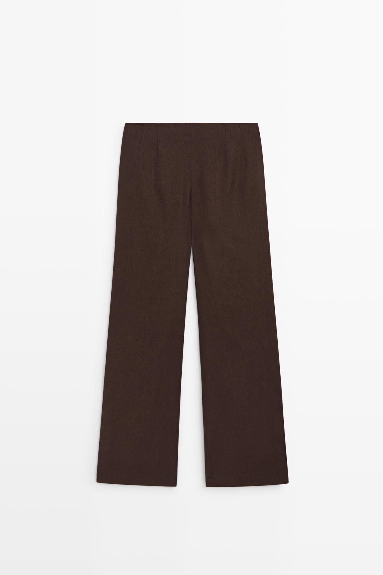 100% linen flowing pants — BROWN