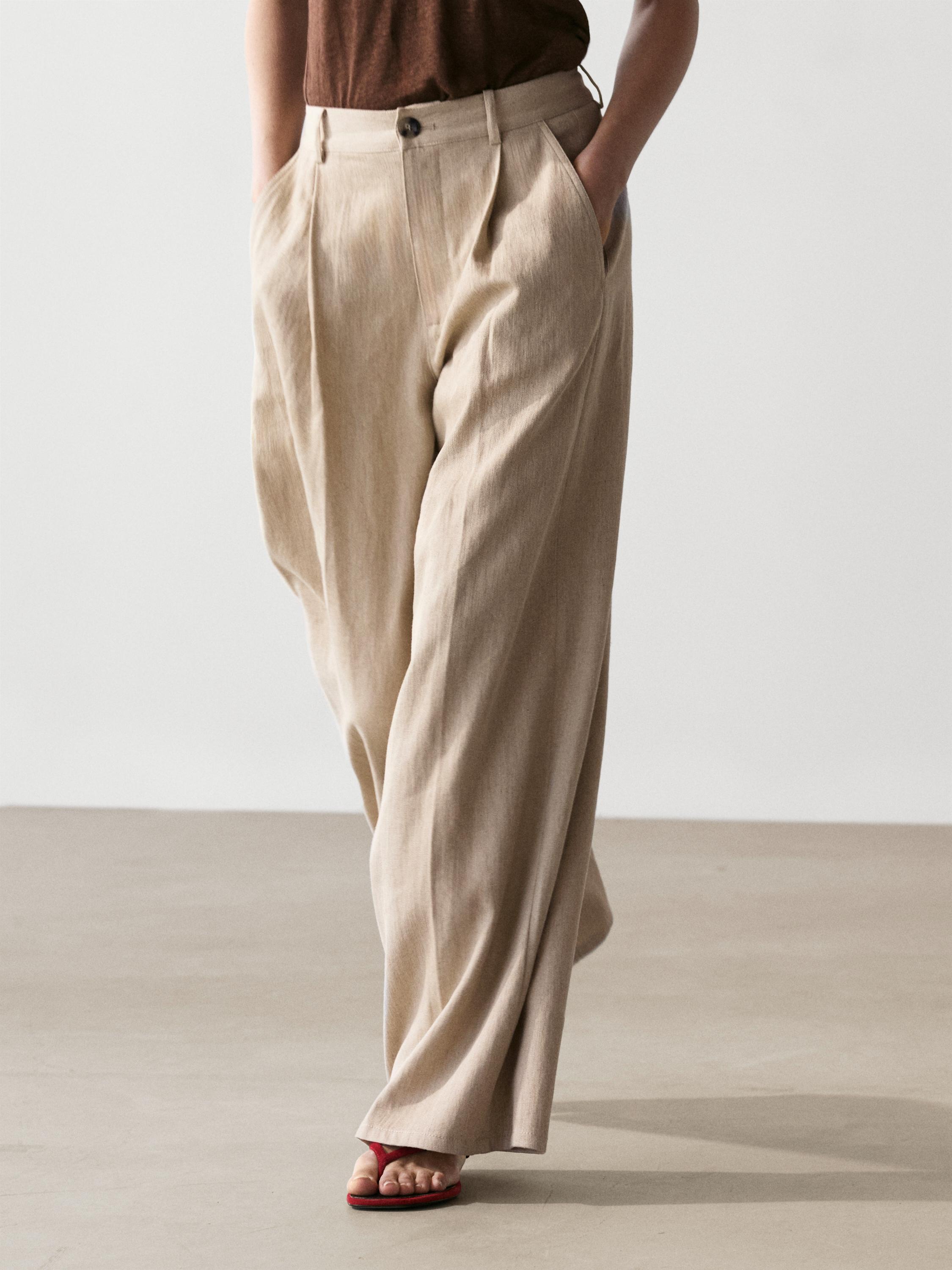 High-waisted loose-fit trousers