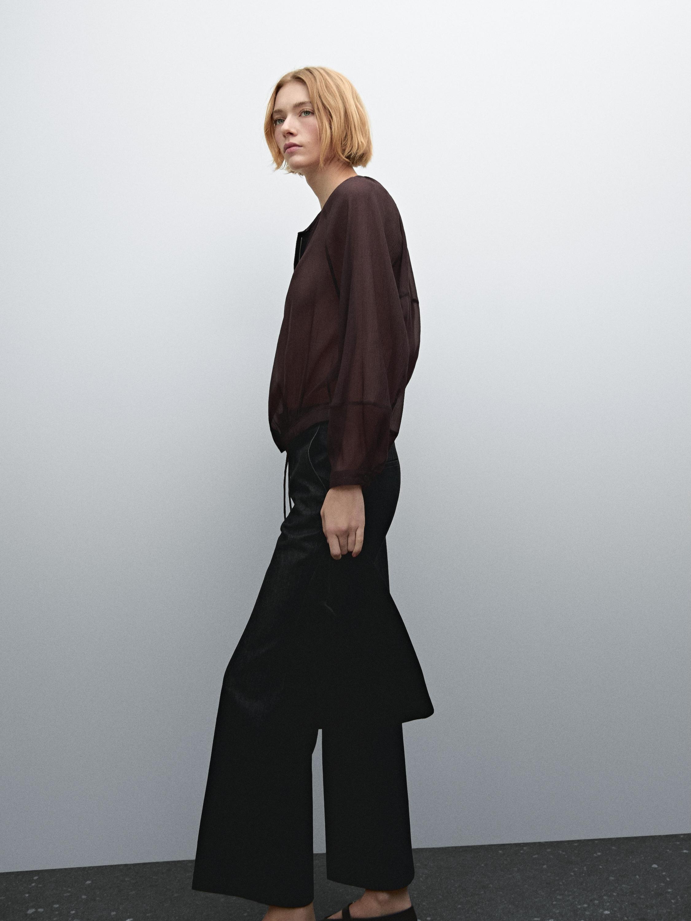 Flowing semi-sheer bomber jacket