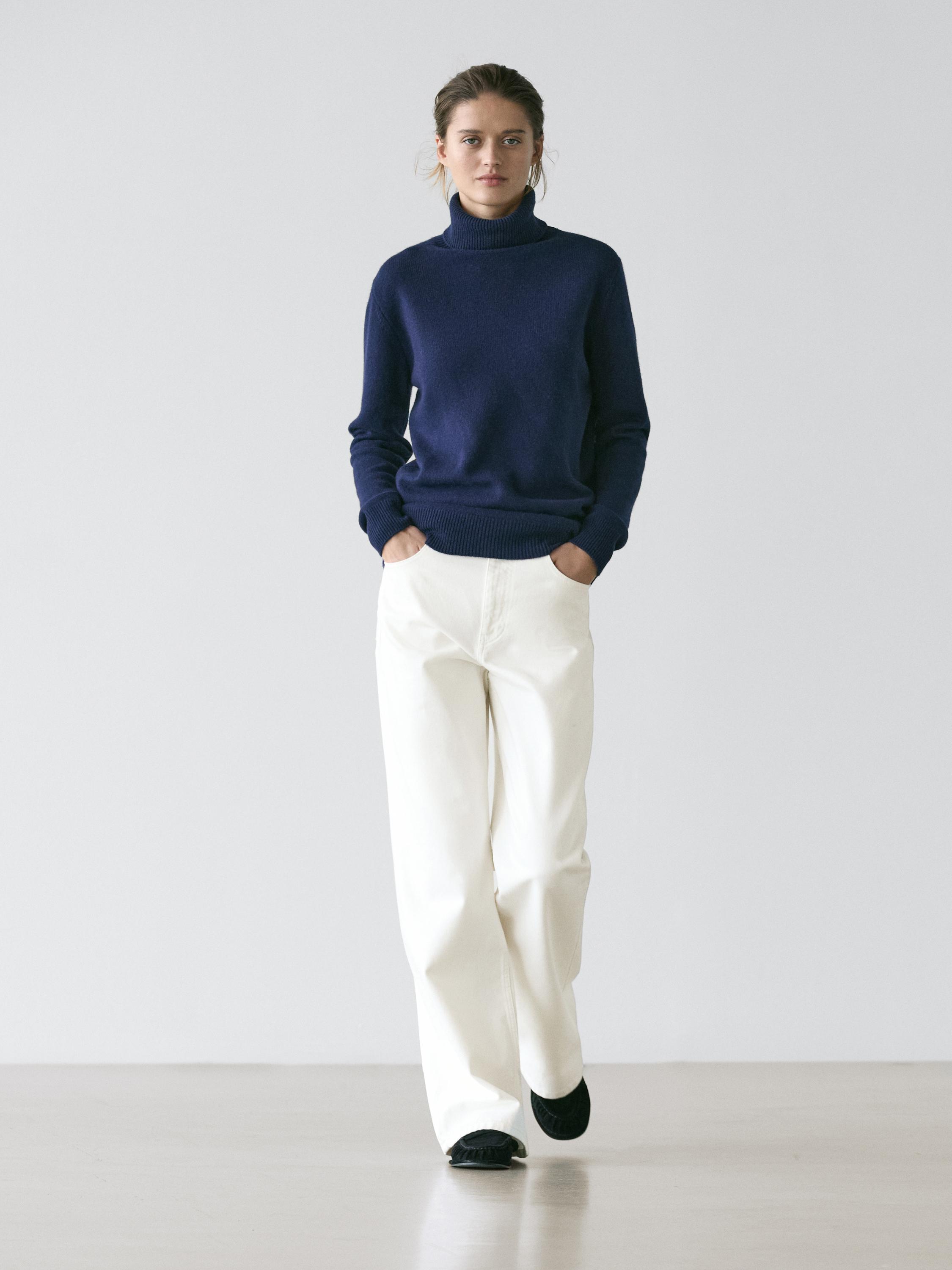 Long knit turtleneck sweater