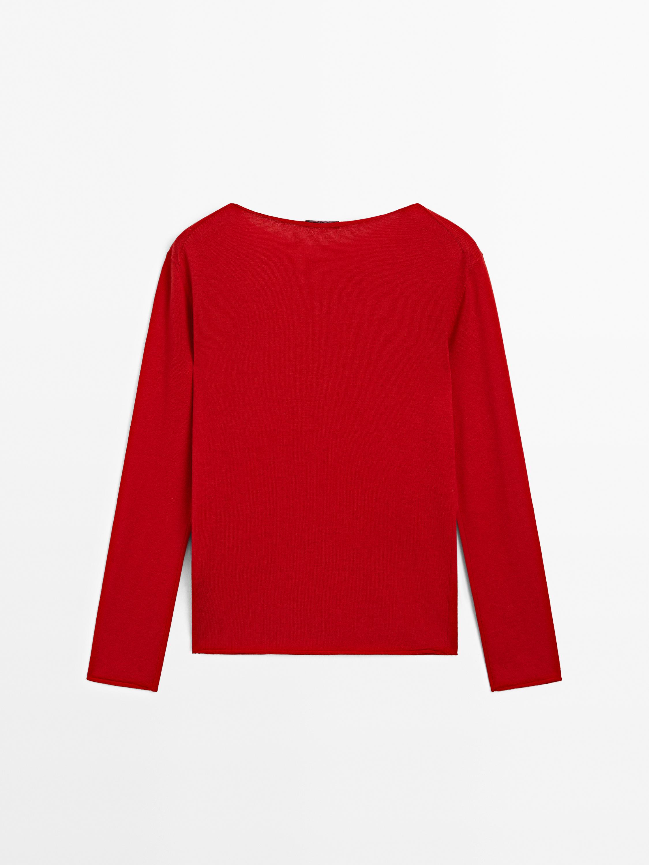 Svetr z vlněné směsi s lodičkovým výstřihem