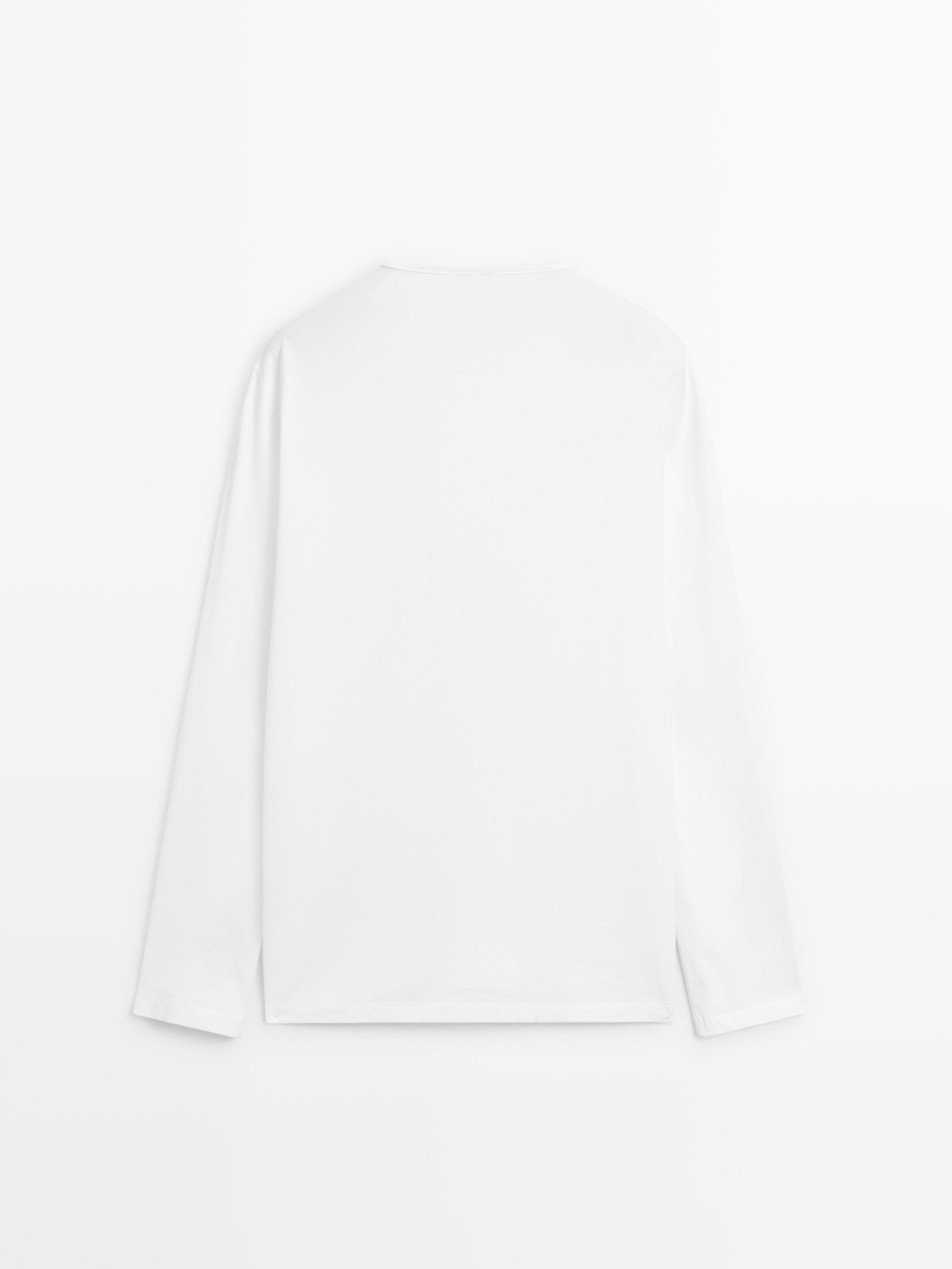 T-shirt manches longues col boutonné