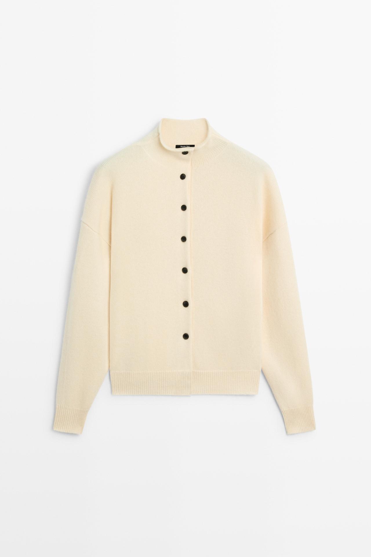 100% cashmere knit cardigan — CREAM
