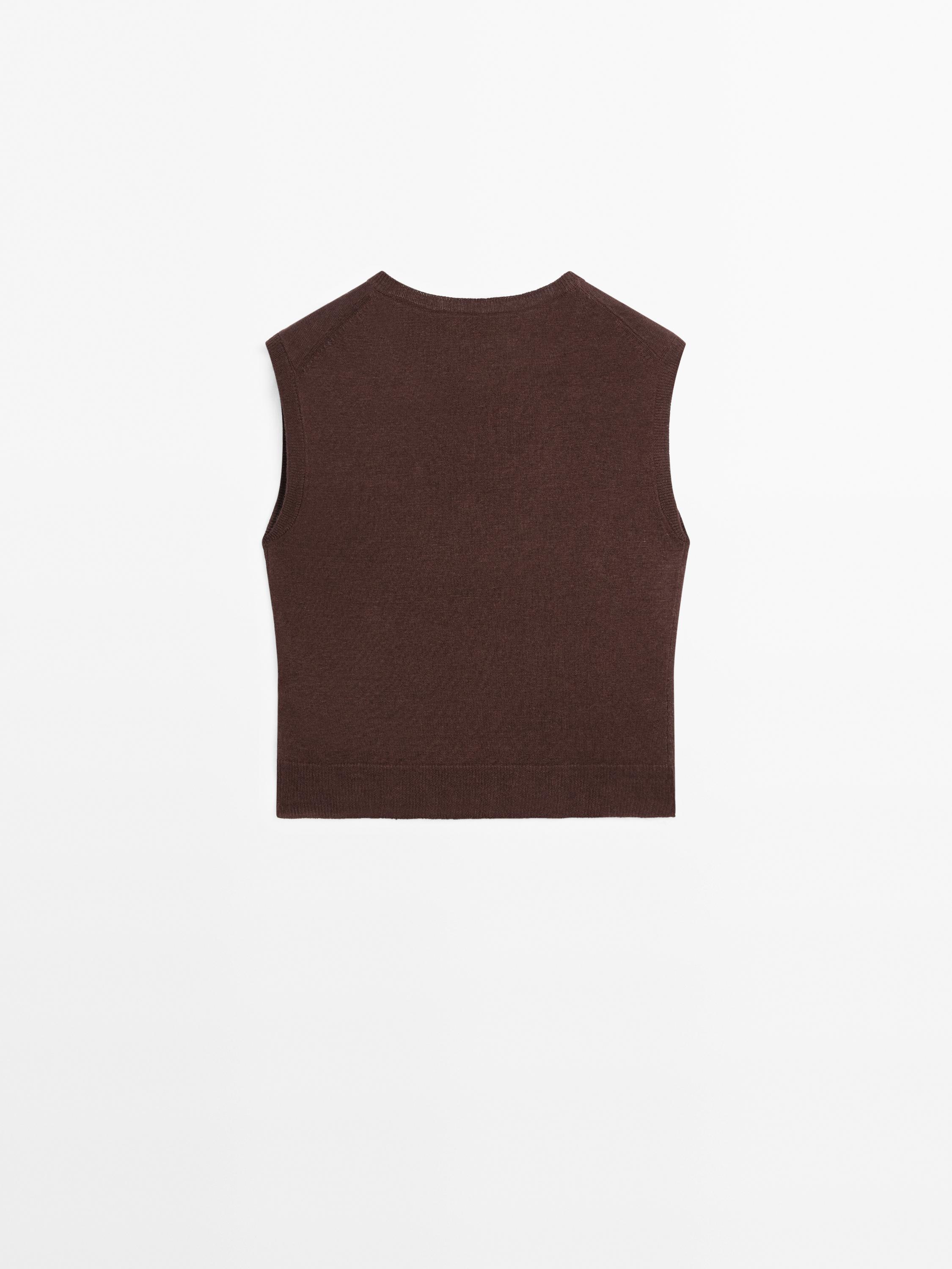 100% linen melange knit vest